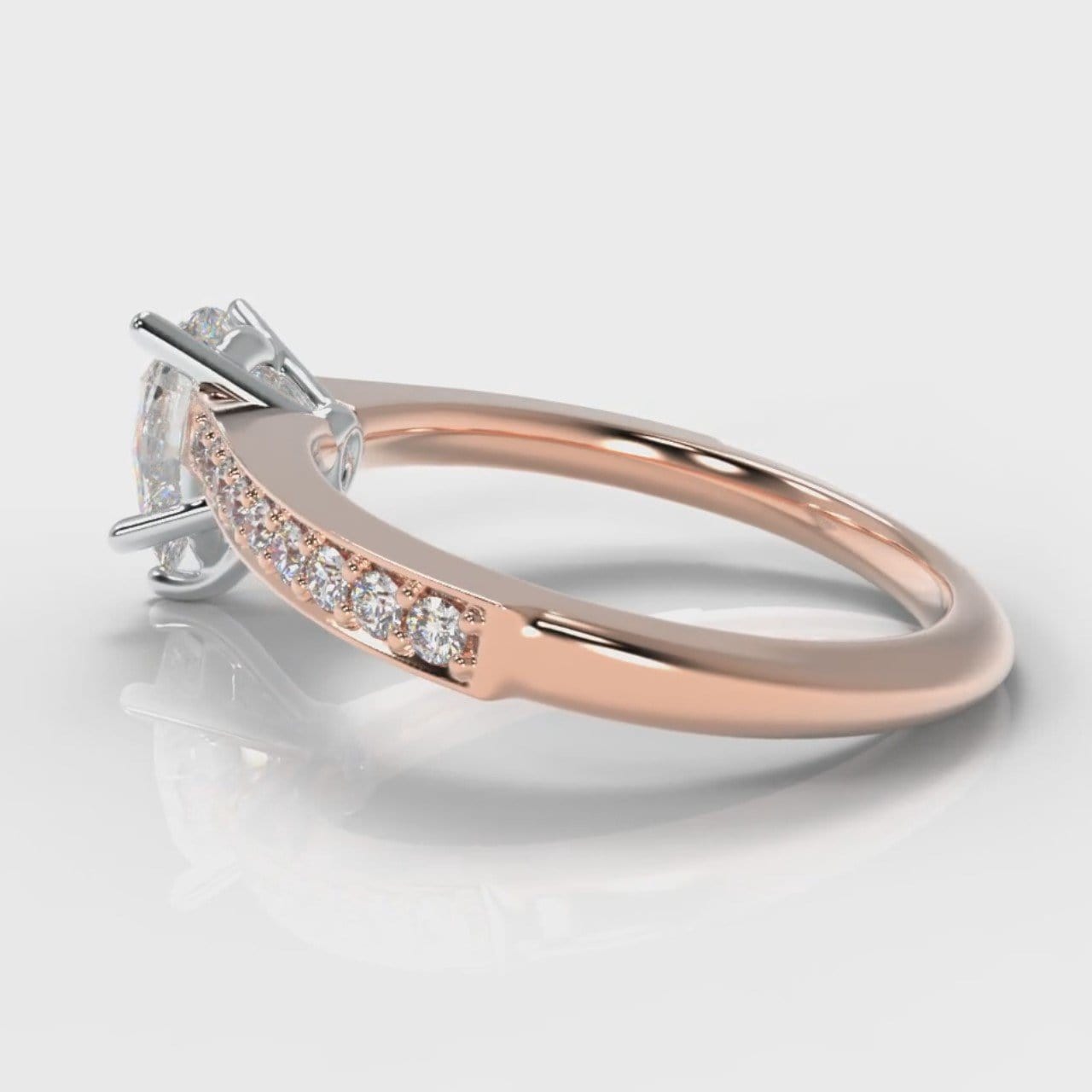 Pavé Pear Diamond Engagement Ring - Rose Gold