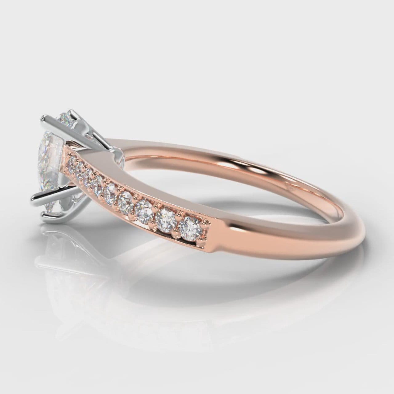 Pavé Pear Diamond Engagement Ring - Rose Gold