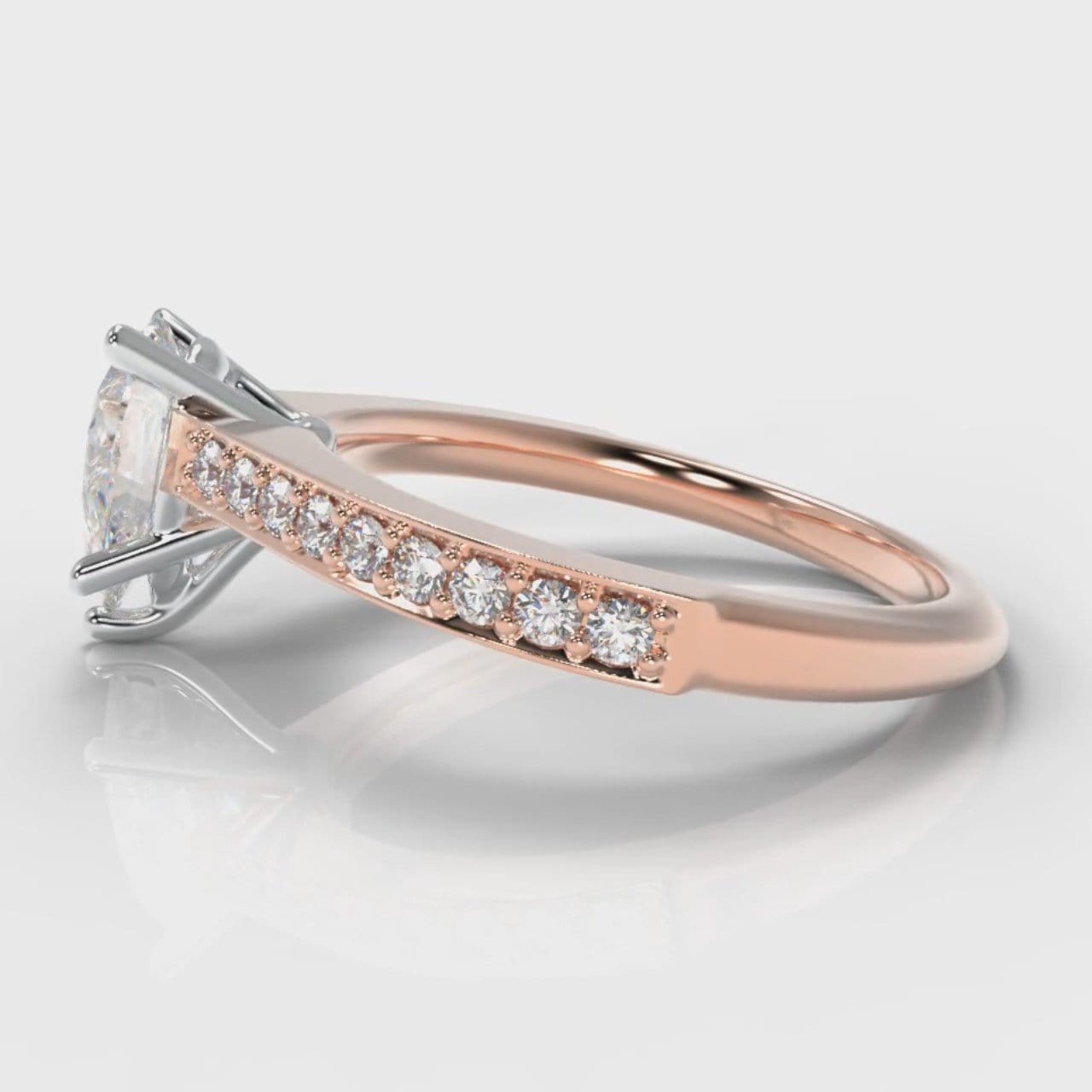 Pavé Pear Diamond Engagement Ring - Rose Gold