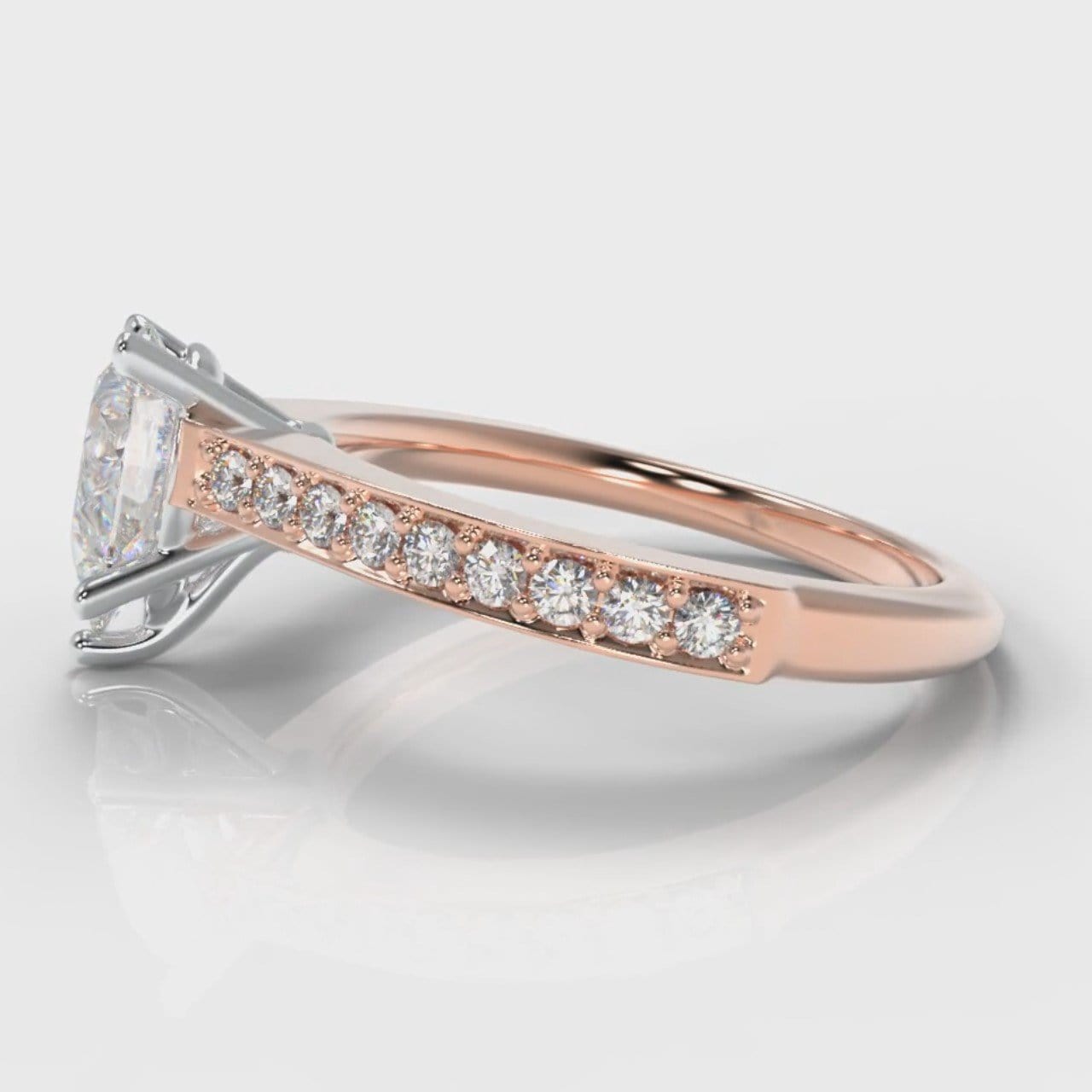 Pavé Pear Diamond Engagement Ring - Rose Gold