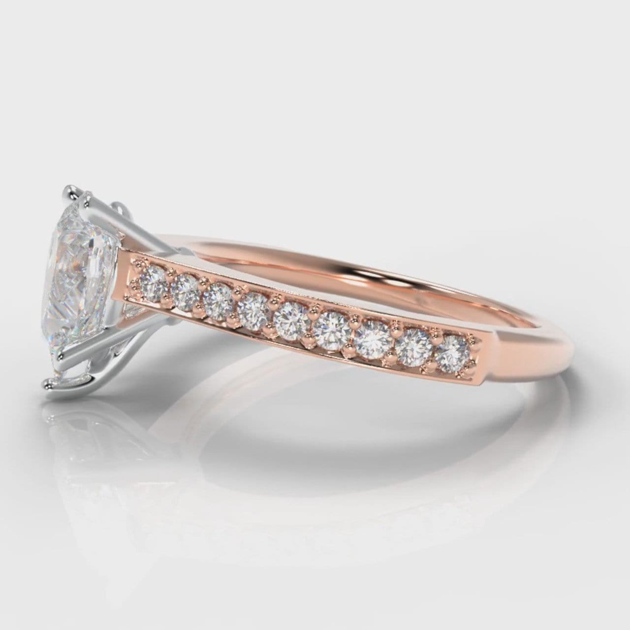 Pavé Pear Diamond Engagement Ring - Rose Gold
