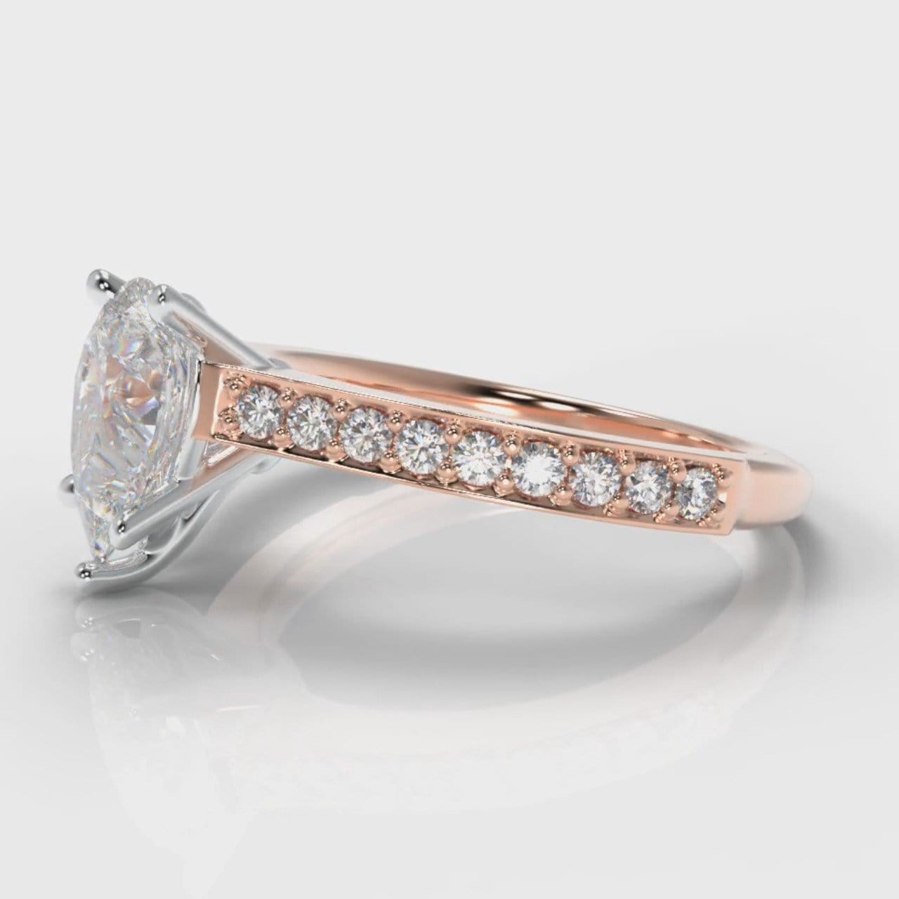 Pavé Pear Diamond Engagement Ring - Rose Gold