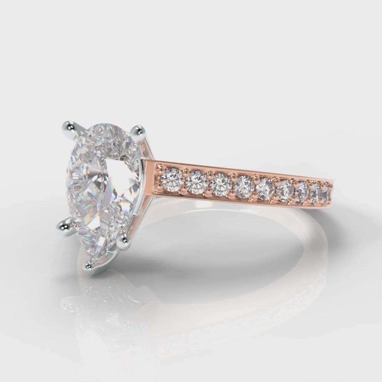Pavé Pear Diamond Engagement Ring - Rose Gold