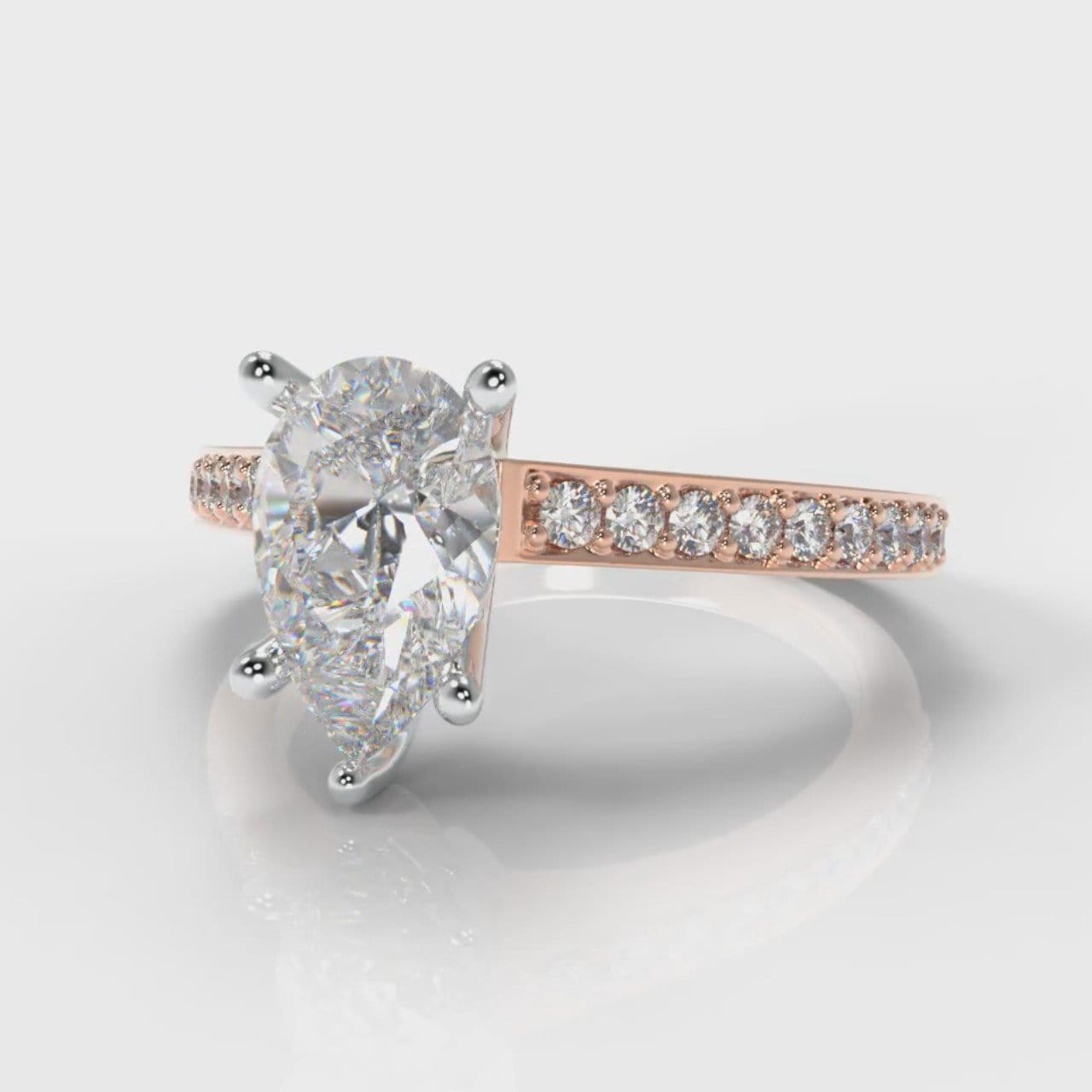 Pavé Pear Diamond Engagement Ring - Rose Gold