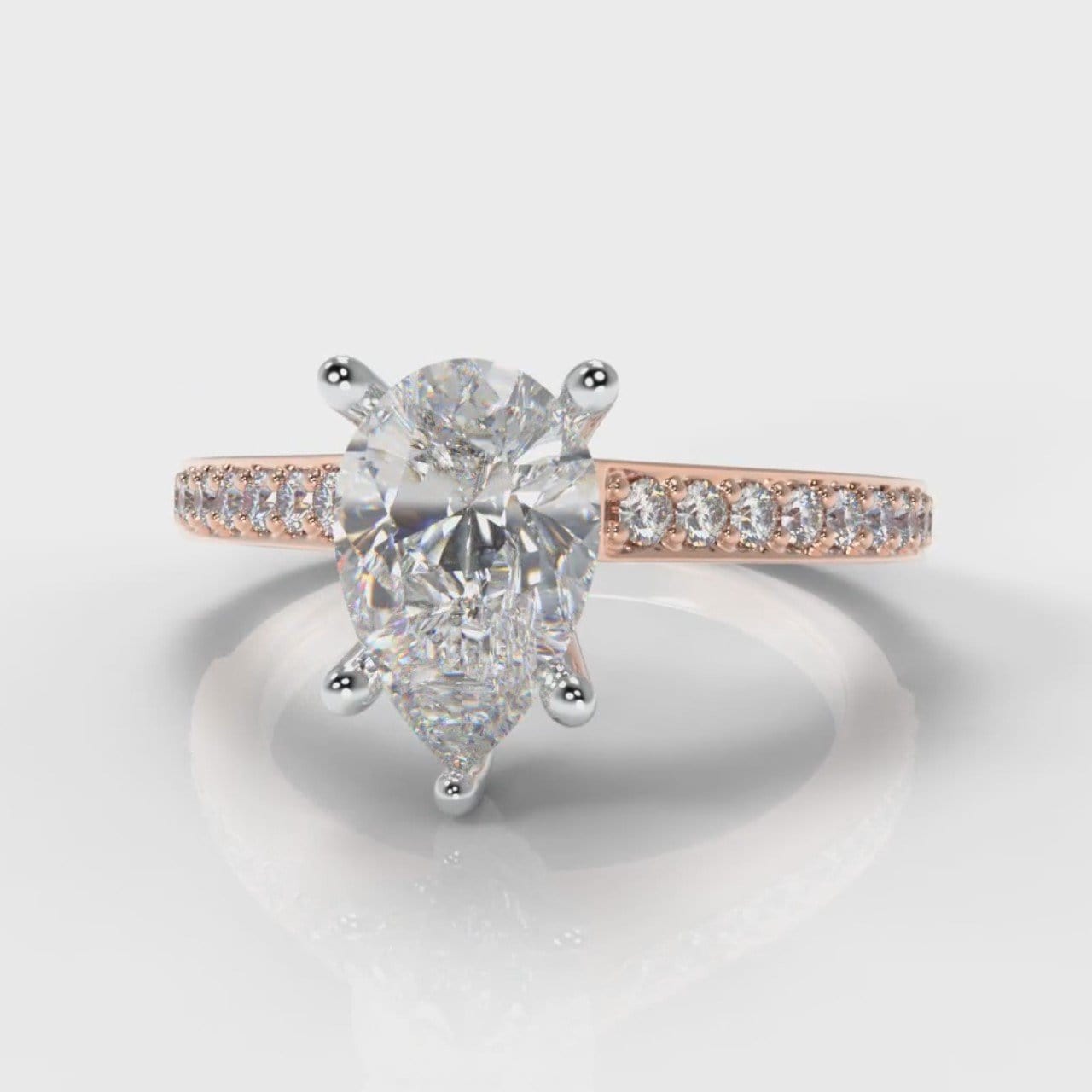 Pavé Pear Diamond Engagement Ring - Rose Gold