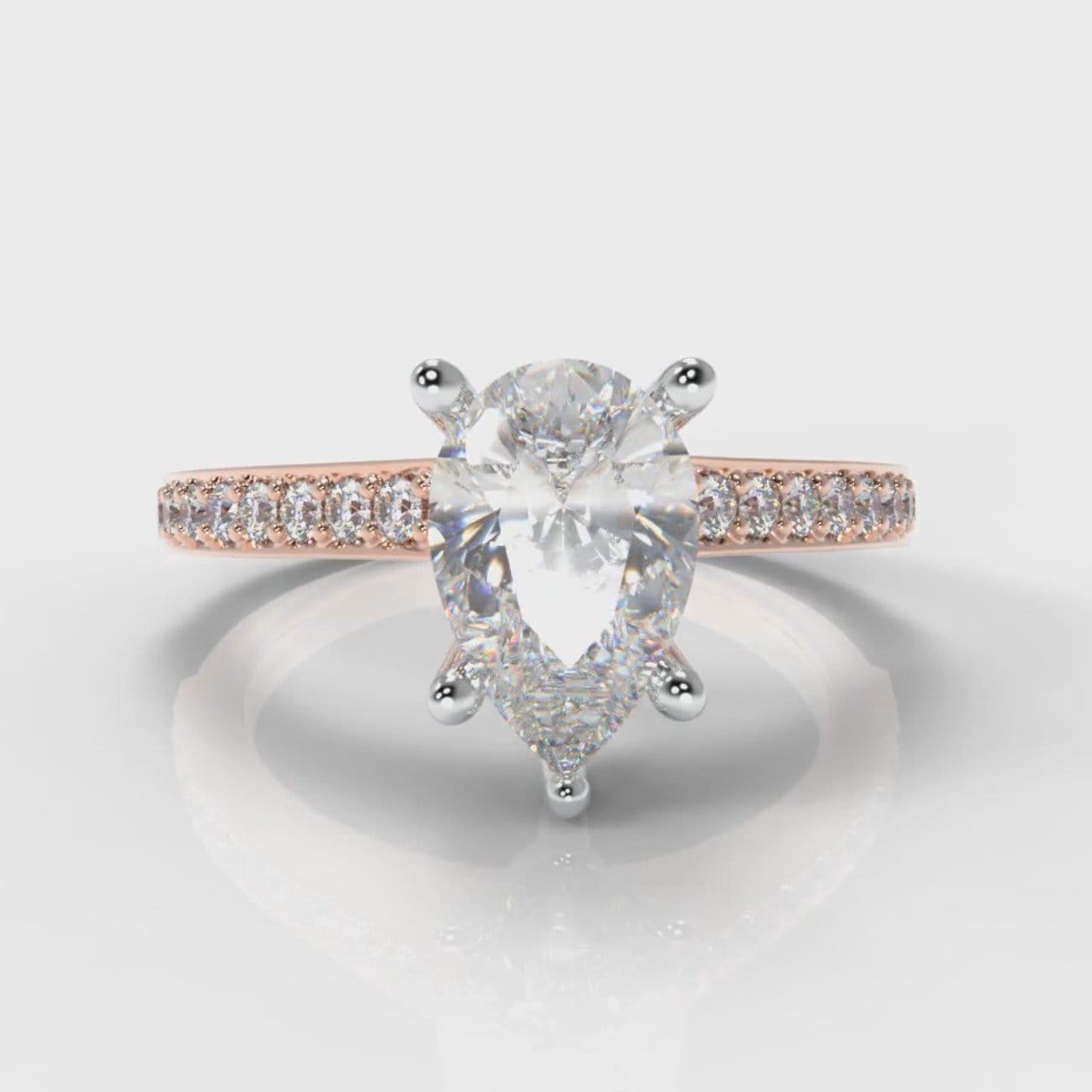 Pavé Pear Diamond Engagement Ring - Rose Gold