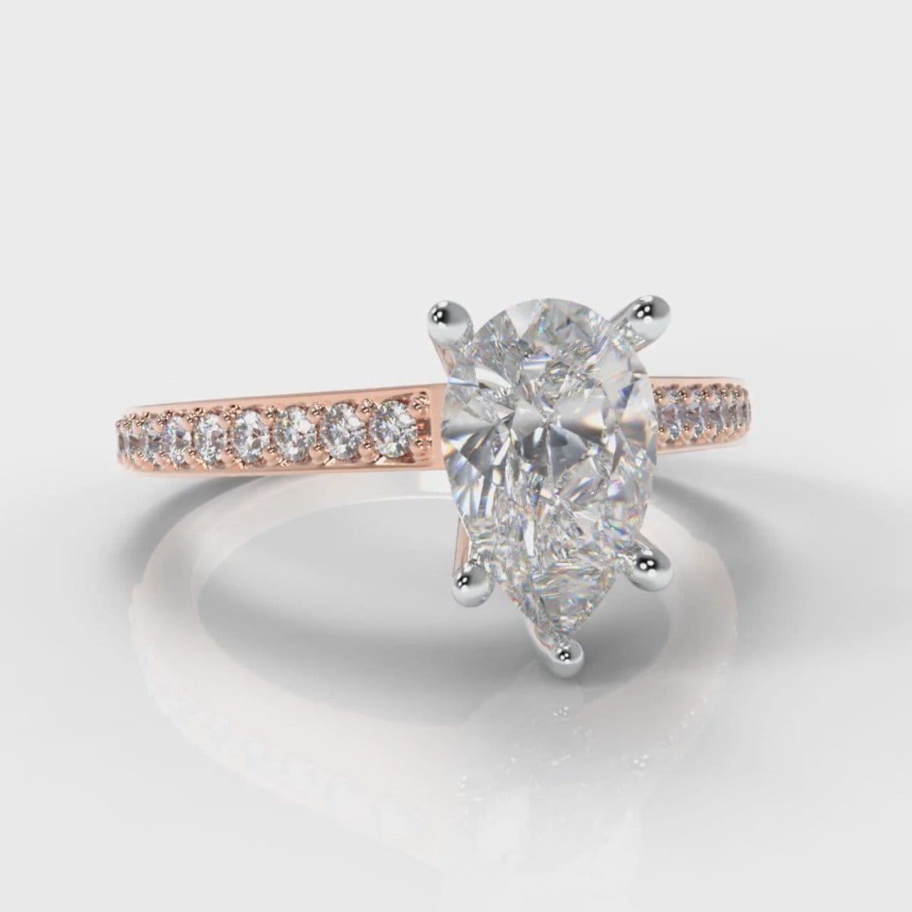 Pavé Pear Diamond Engagement Ring - Rose Gold