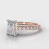 Carrée Micropavé Radiant Cut Diamond Engagement Ring - Rose Gold
