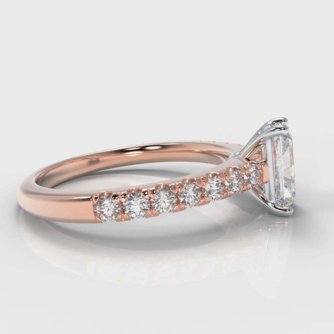 Carrée Micropavé Radiant Cut Diamond Engagement Ring - Rose Gold