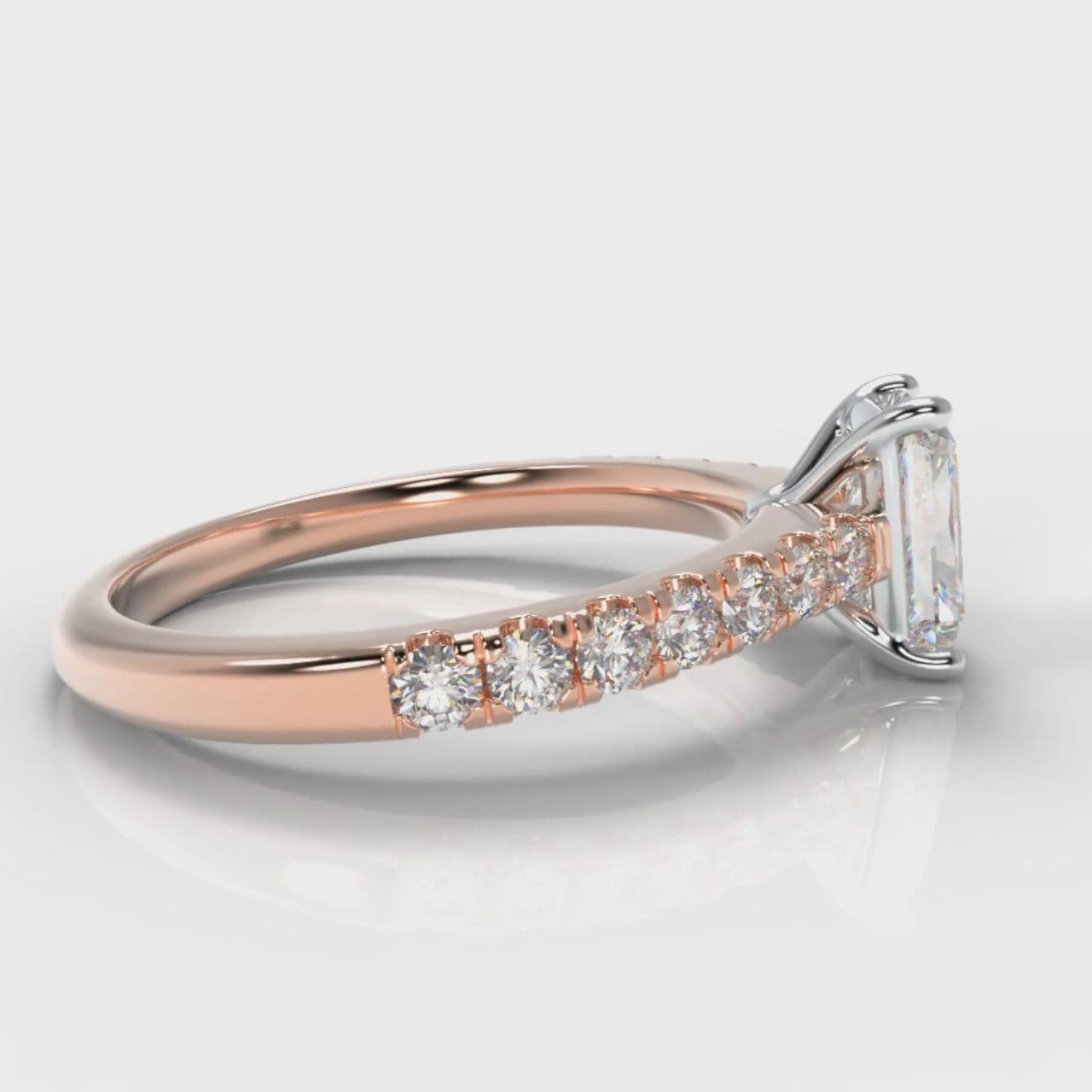 Carrée Micropavé Radiant Cut Diamond Engagement Ring - Rose Gold