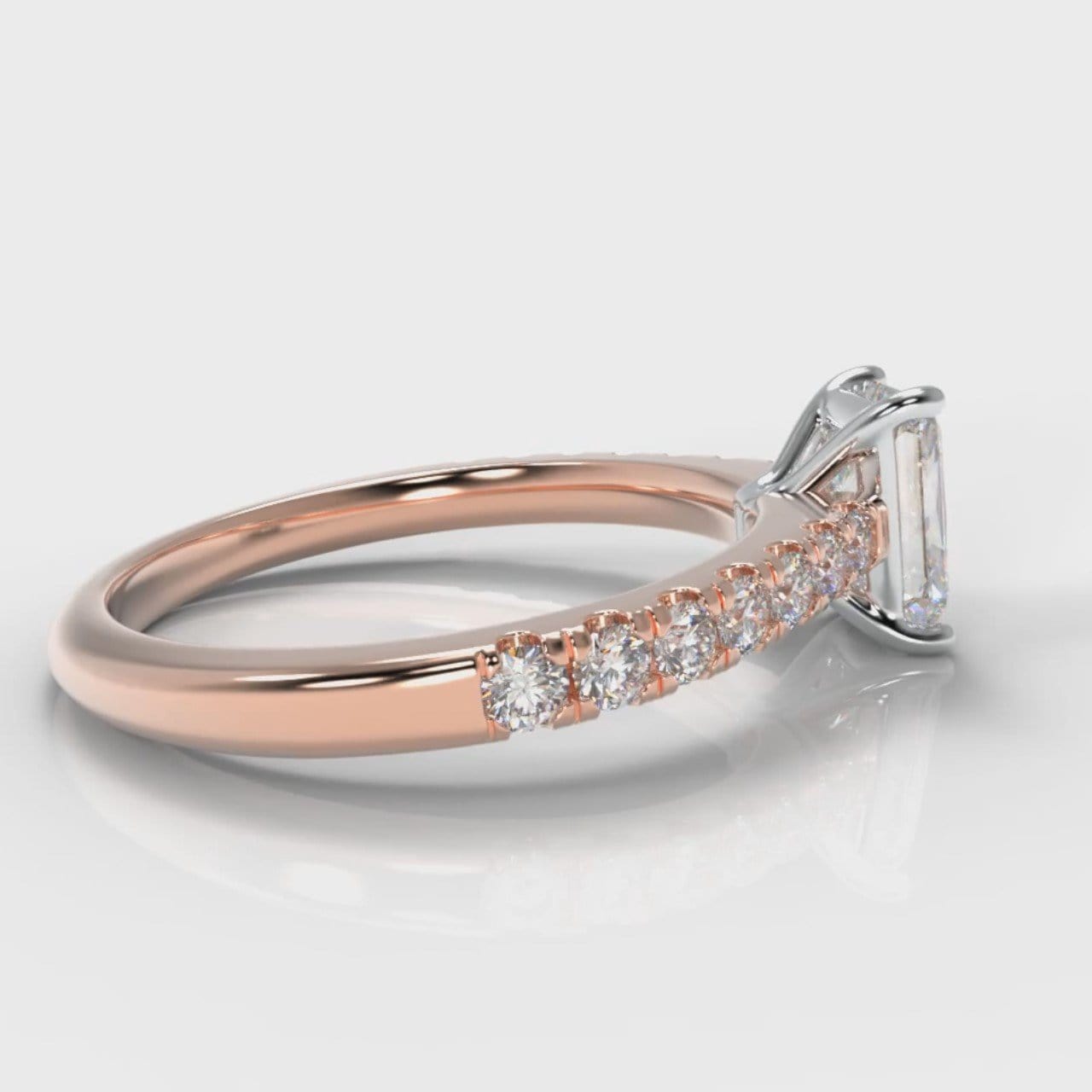 Carrée Micropavé Radiant Cut Diamond Engagement Ring - Rose Gold