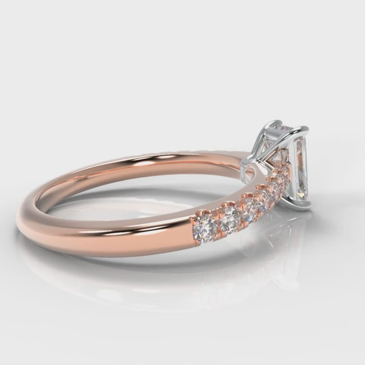 Carrée Micropavé Radiant Cut Diamond Engagement Ring - Rose Gold