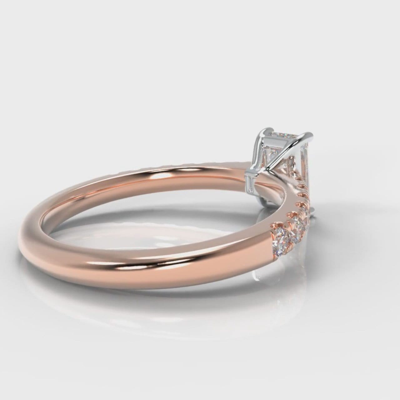 Carrée Micropavé Radiant Cut Diamond Engagement Ring - Rose Gold