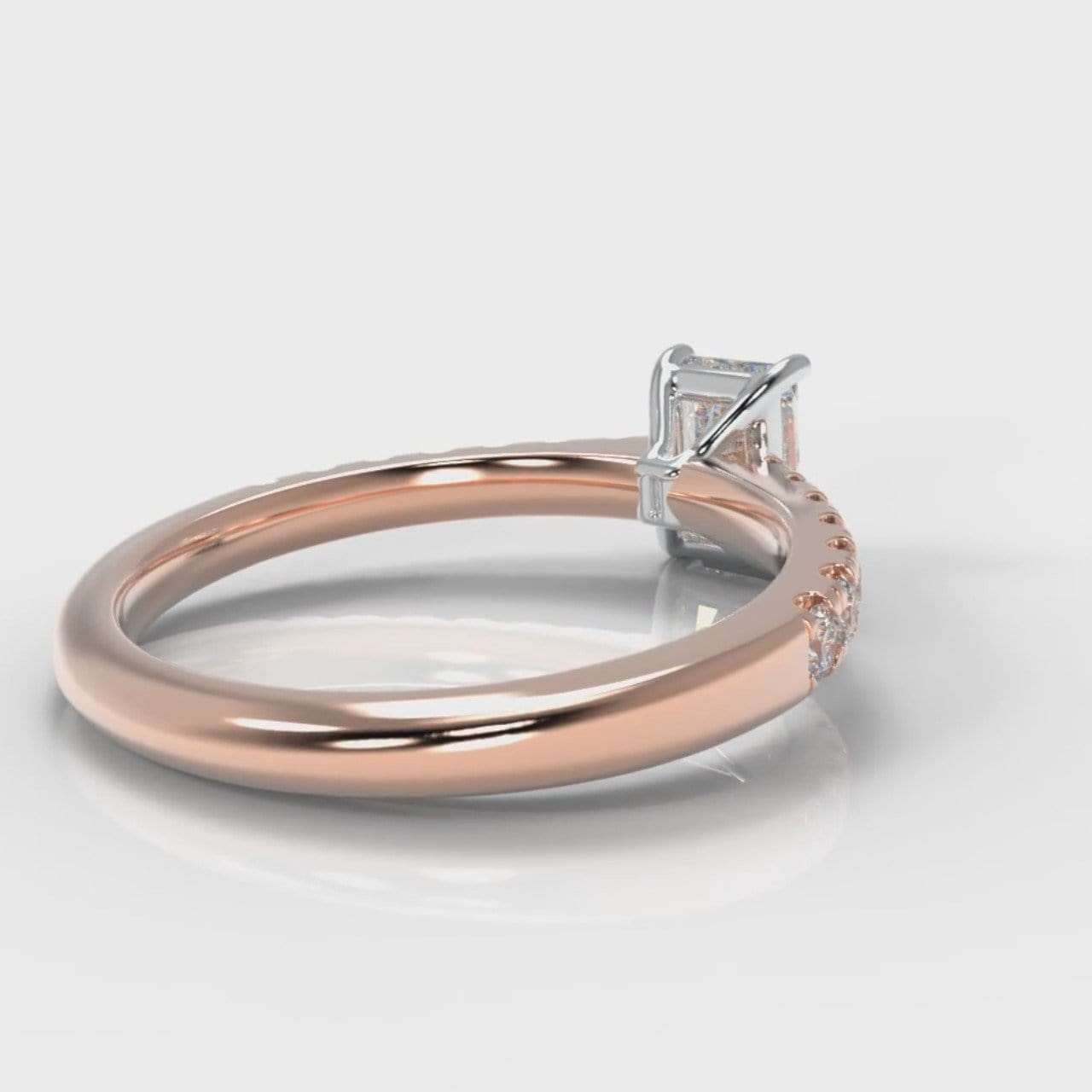 Carrée Micropavé Radiant Cut Diamond Engagement Ring - Rose Gold