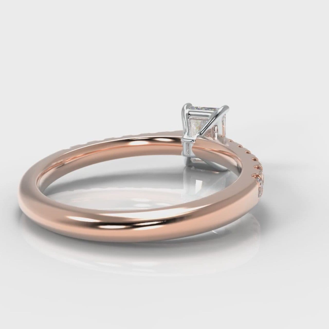 Carrée Micropavé Radiant Cut Diamond Engagement Ring - Rose Gold