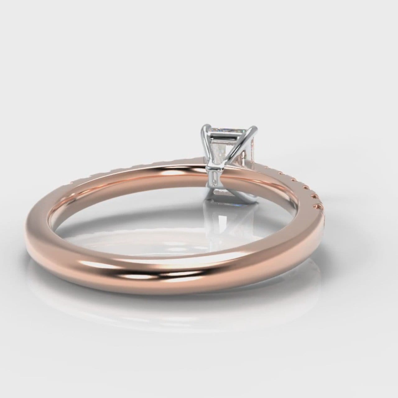 Carrée Micropavé Radiant Cut Diamond Engagement Ring - Rose Gold