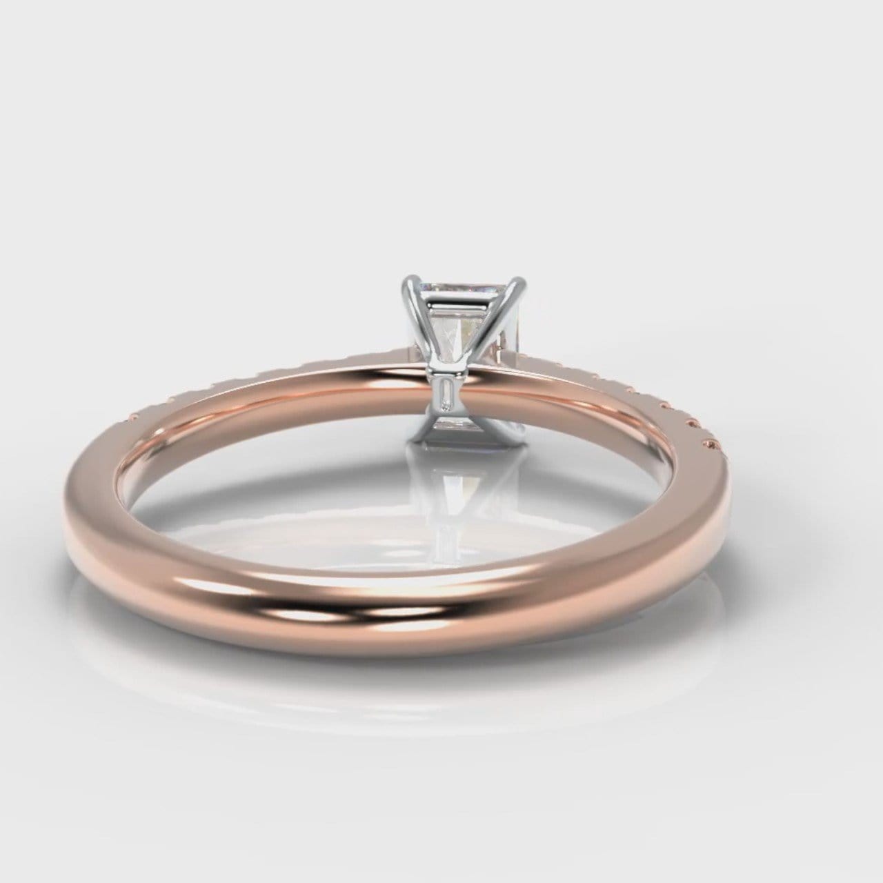 Carrée Micropavé Radiant Cut Diamond Engagement Ring - Rose Gold