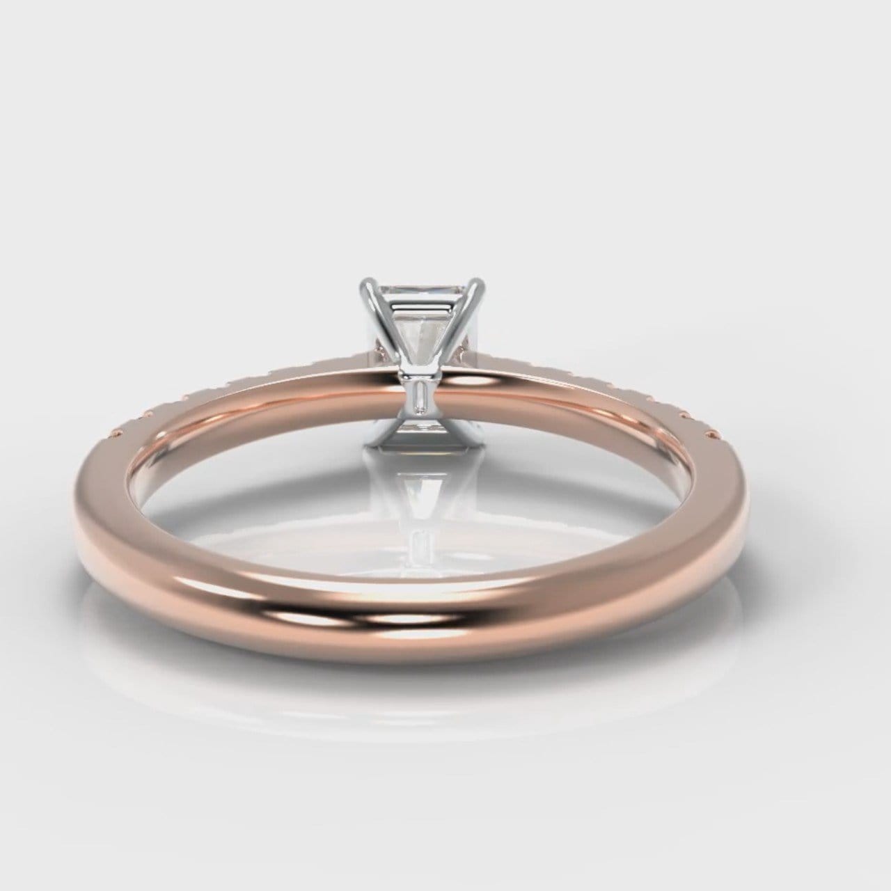 Carrée Micropavé Radiant Cut Diamond Engagement Ring - Rose Gold