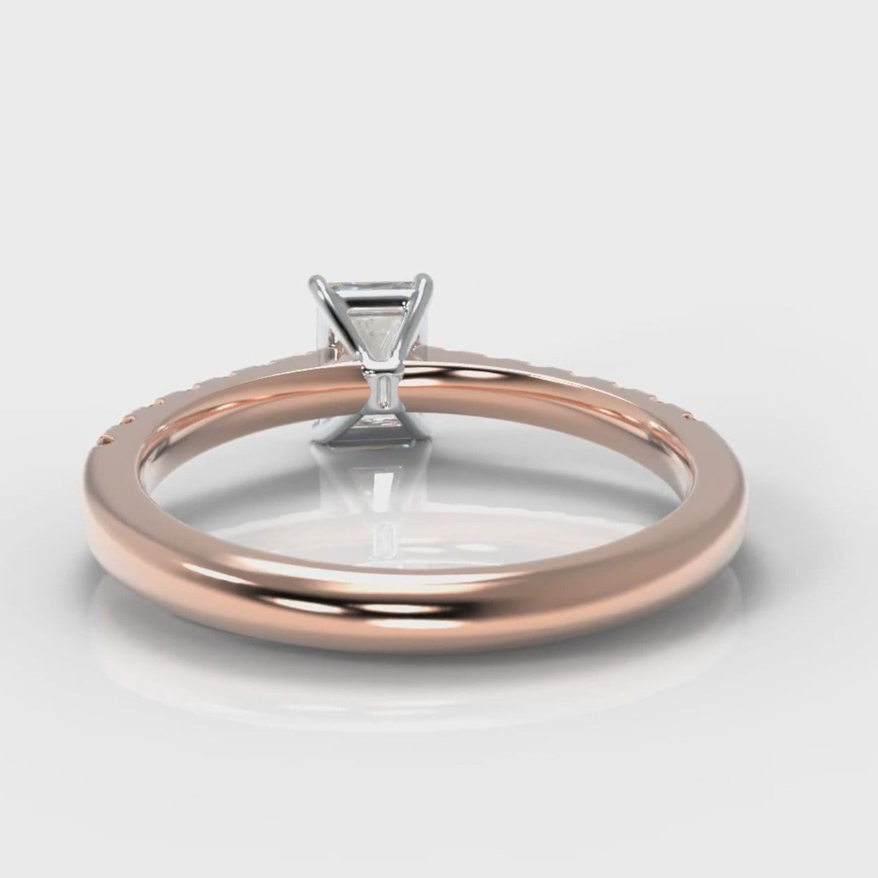Carrée Micropavé Radiant Cut Diamond Engagement Ring - Rose Gold