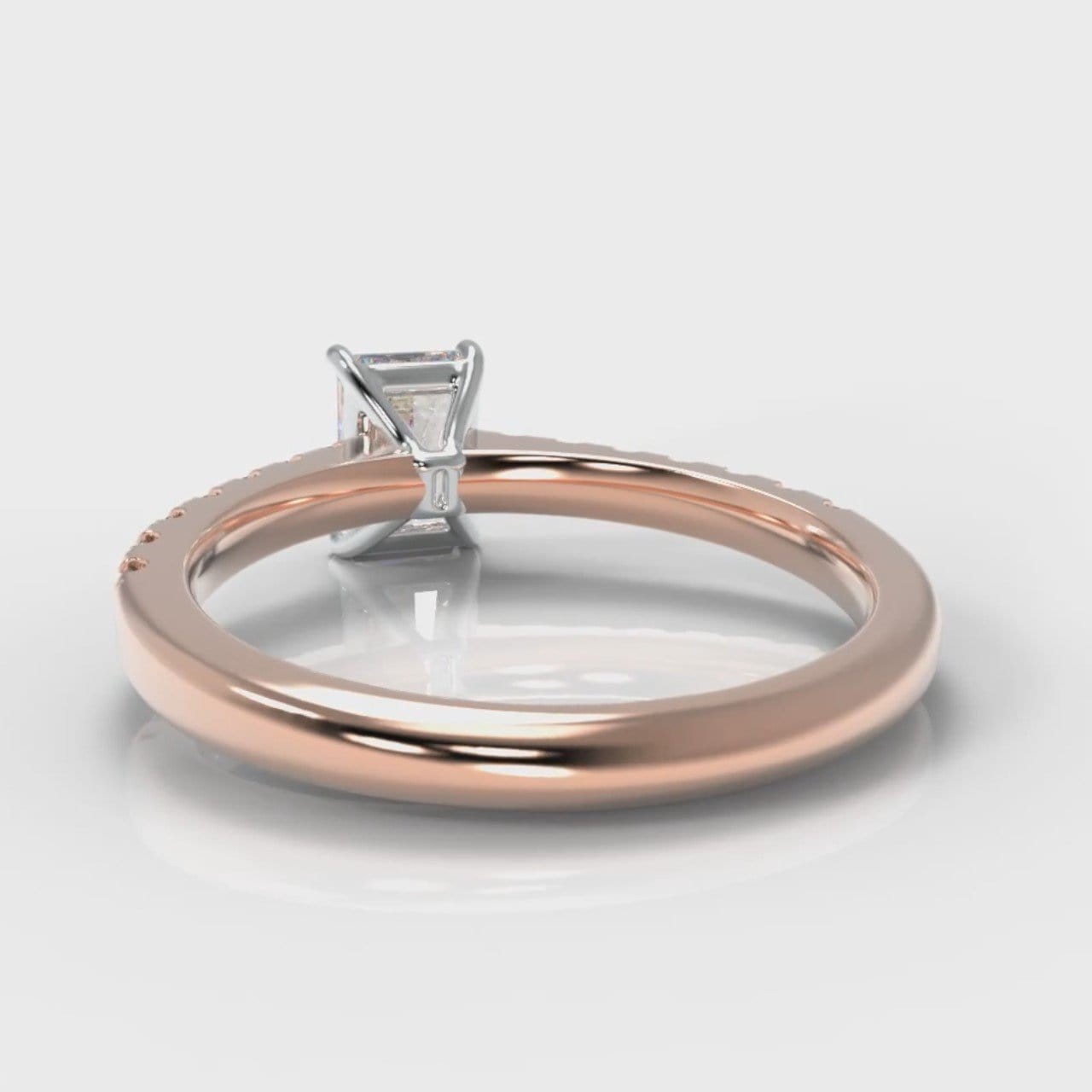 Carrée Micropavé Radiant Cut Diamond Engagement Ring - Rose Gold