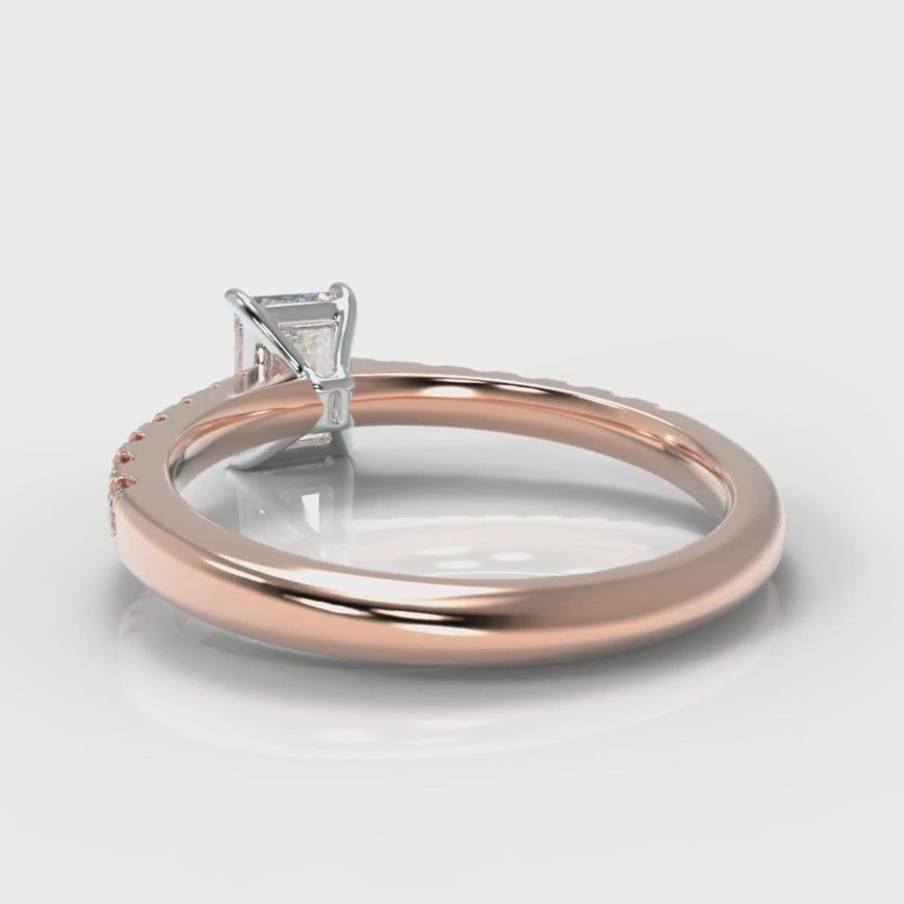 Carrée Micropavé Radiant Cut Diamond Engagement Ring - Rose Gold