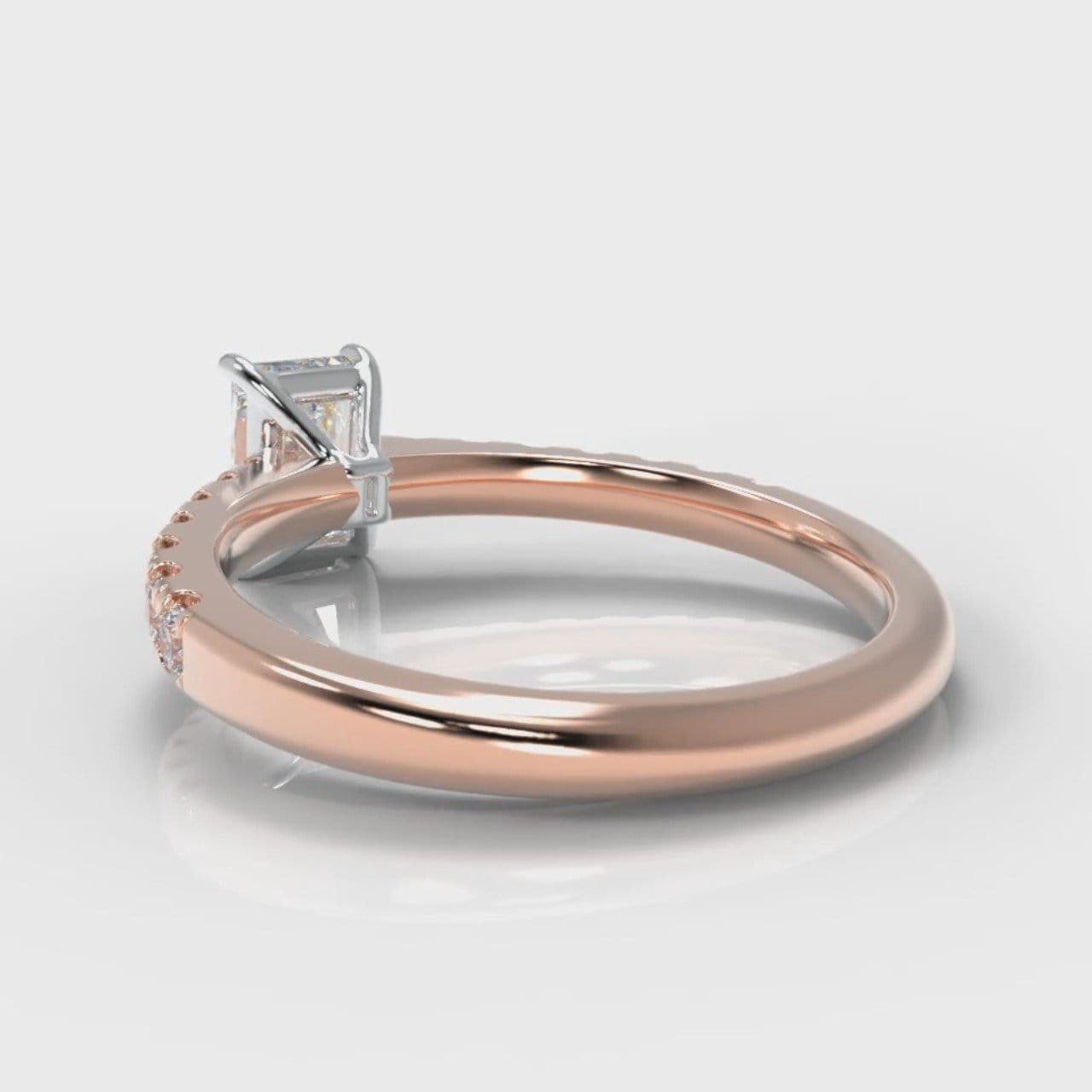 Carrée Micropavé Radiant Cut Diamond Engagement Ring - Rose Gold