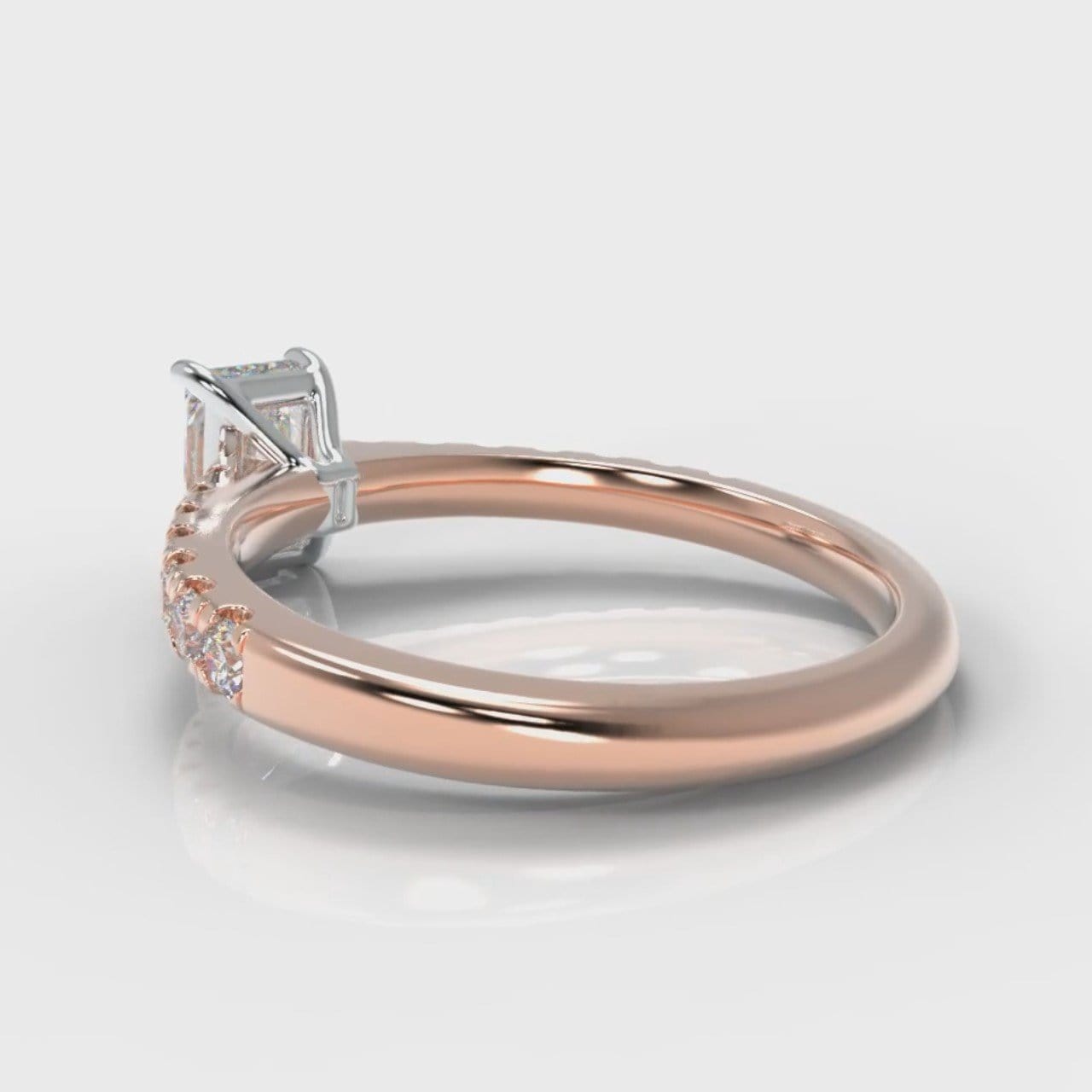 Carrée Micropavé Radiant Cut Diamond Engagement Ring - Rose Gold