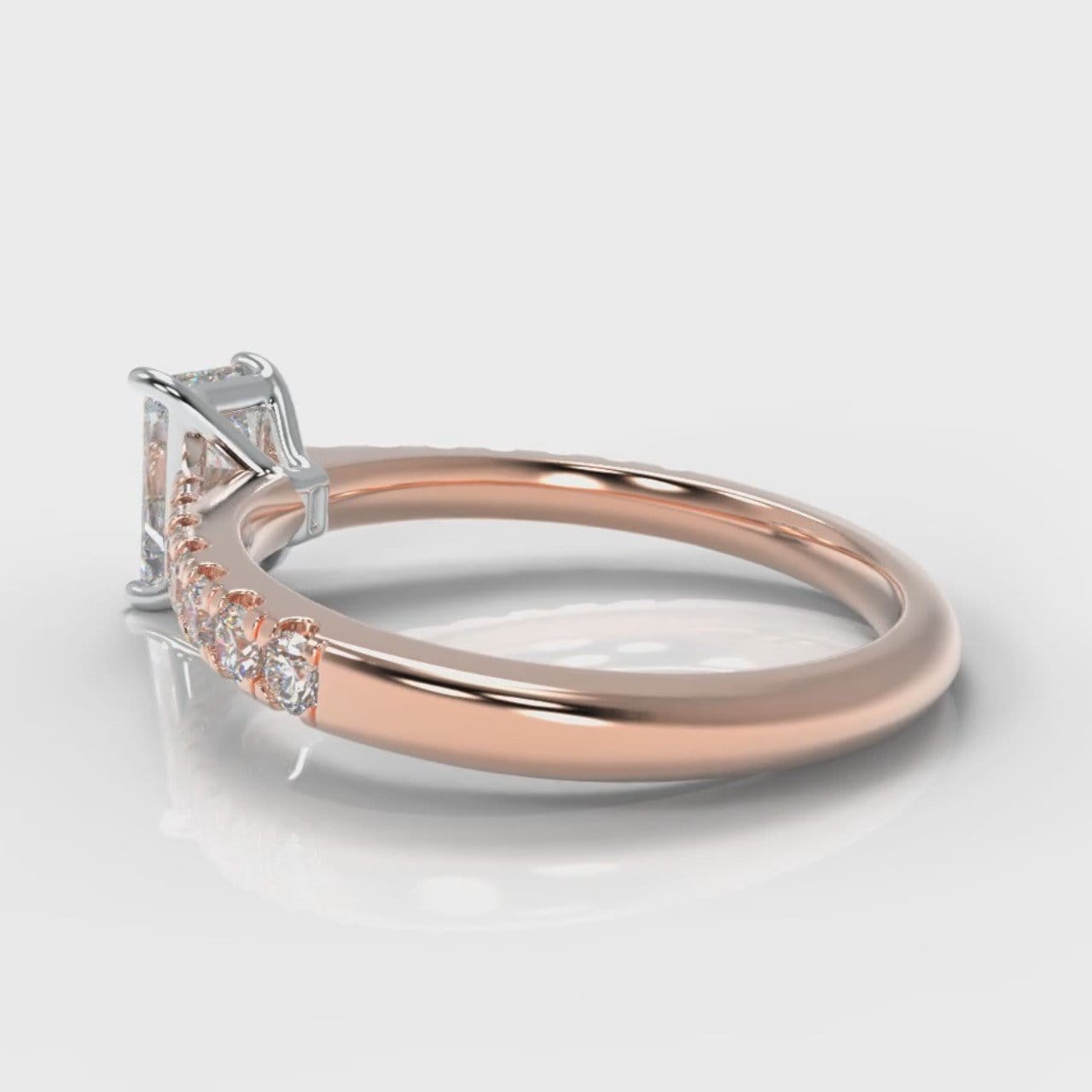 Carrée Micropavé Radiant Cut Diamond Engagement Ring - Rose Gold
