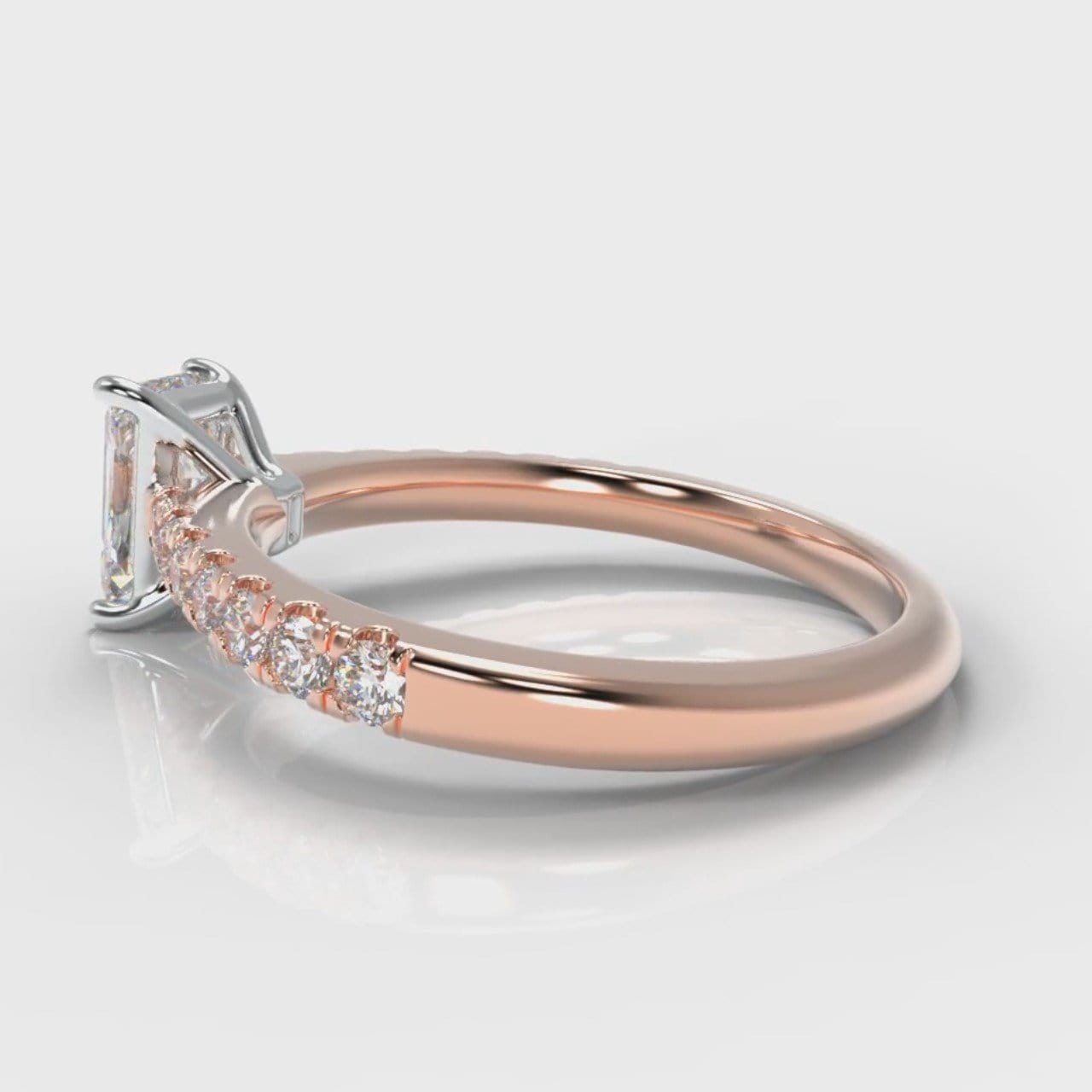 Carrée Micropavé Radiant Cut Diamond Engagement Ring - Rose Gold