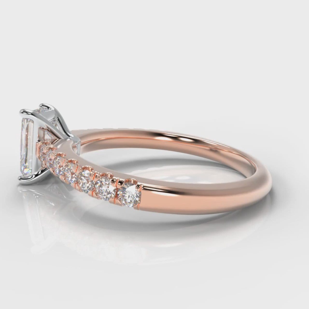 Carrée Micropavé Radiant Cut Diamond Engagement Ring - Rose Gold