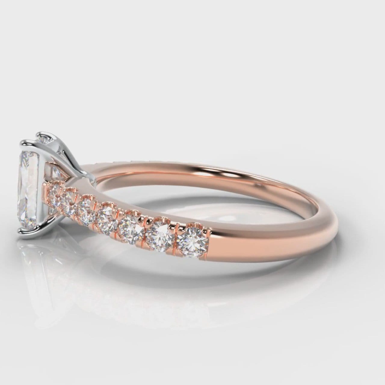 Carrée Micropavé Radiant Cut Diamond Engagement Ring - Rose Gold