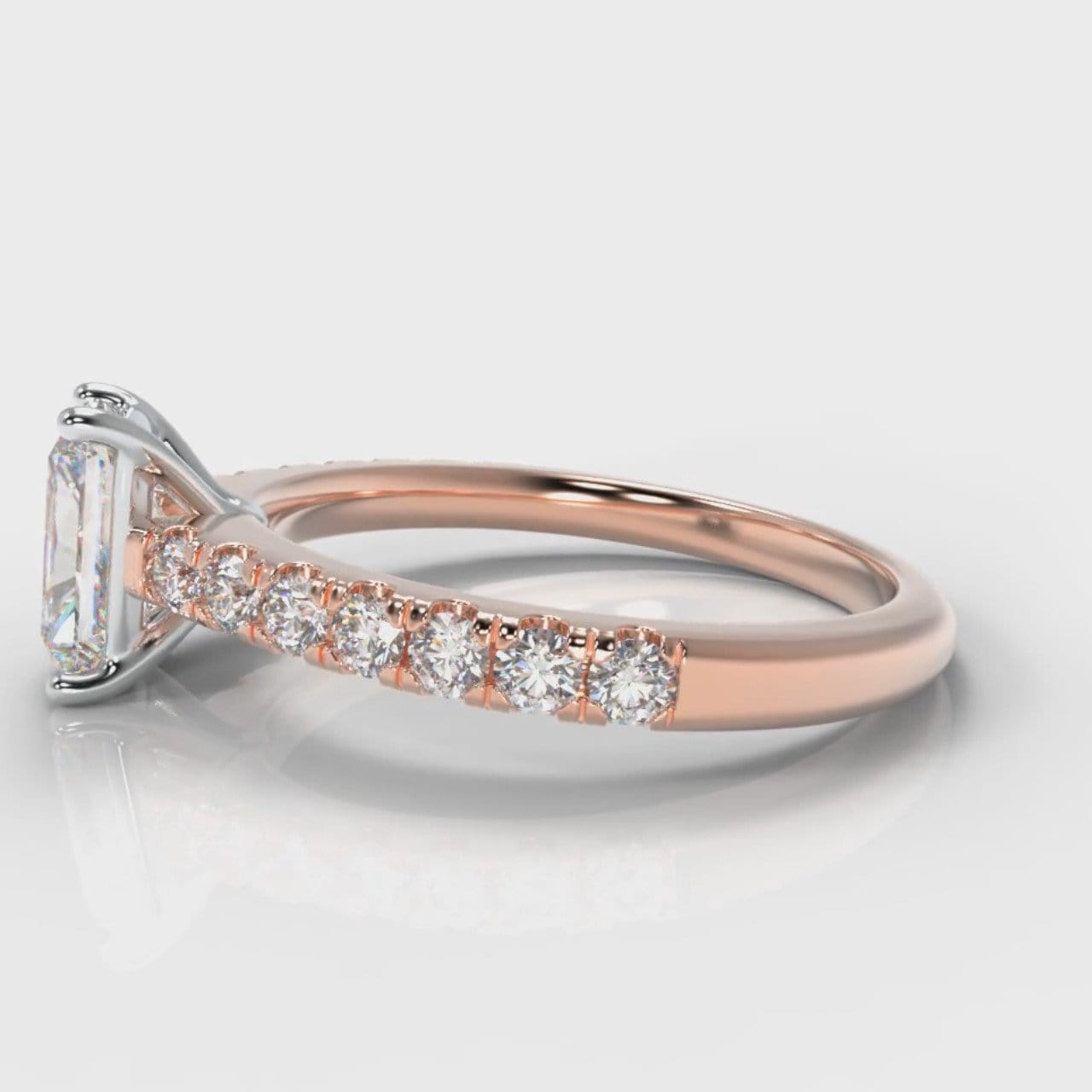 Carrée Micropavé Radiant Cut Diamond Engagement Ring - Rose Gold