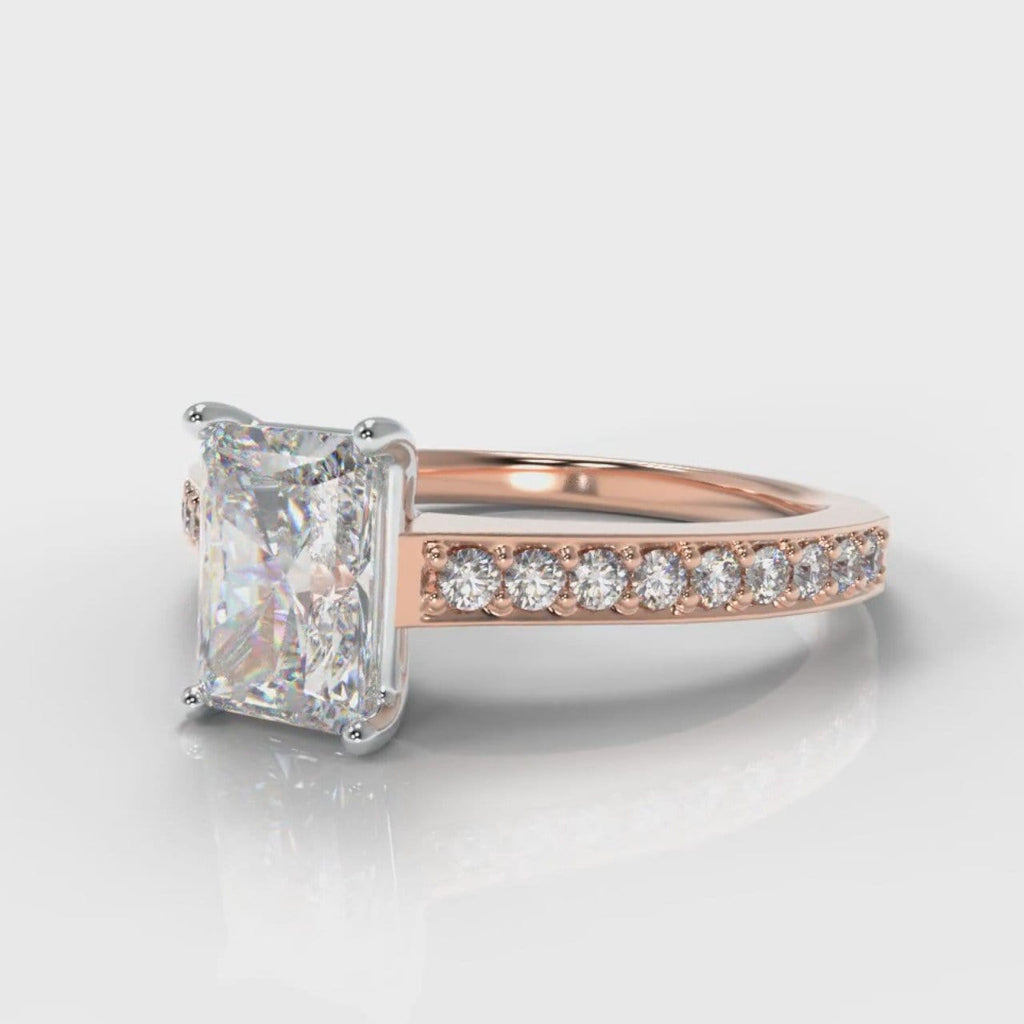 Pavé Radiant Cut Diamond Engagement Ring - Rose Gold