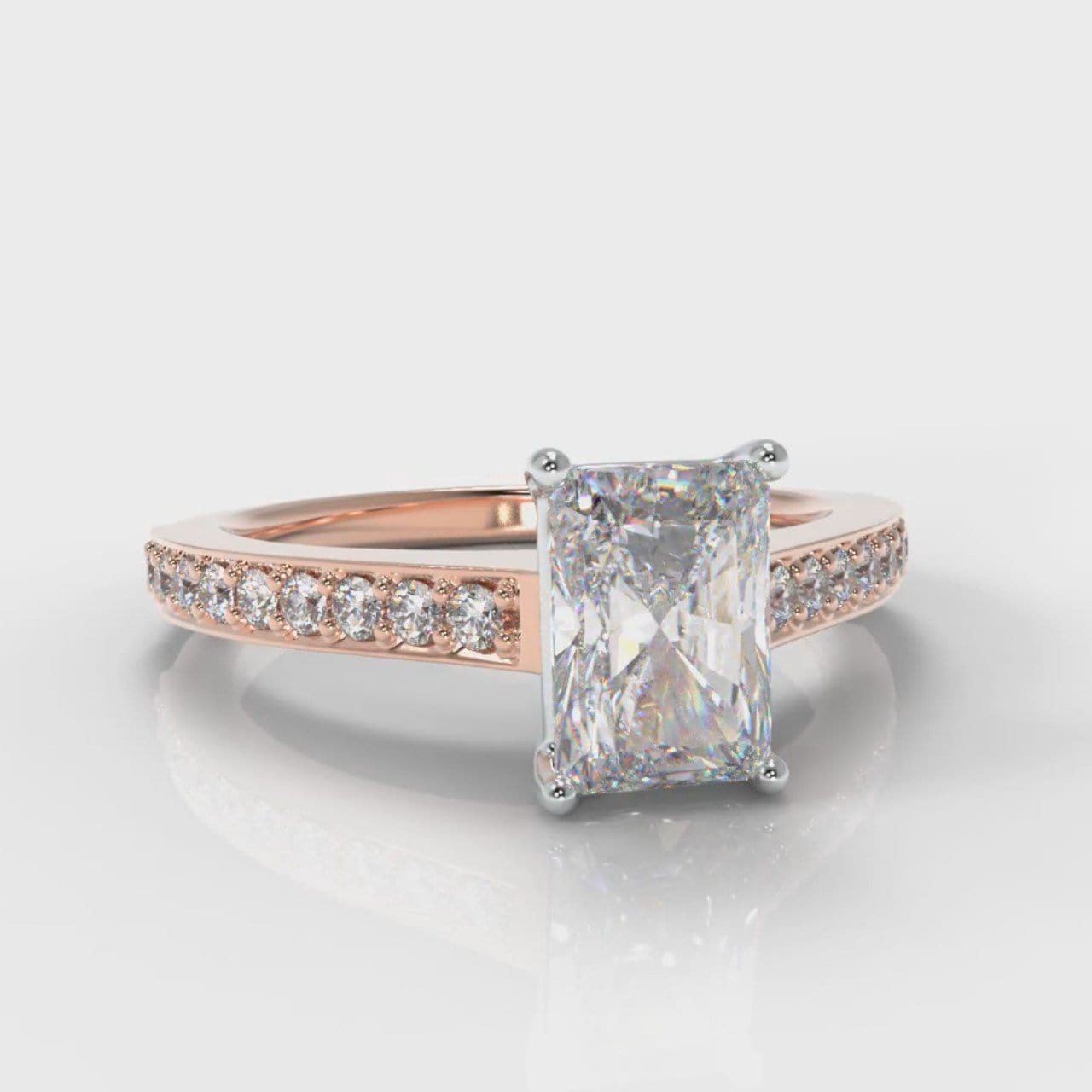 Pavé Radiant Cut Diamond Engagement Ring - Rose Gold