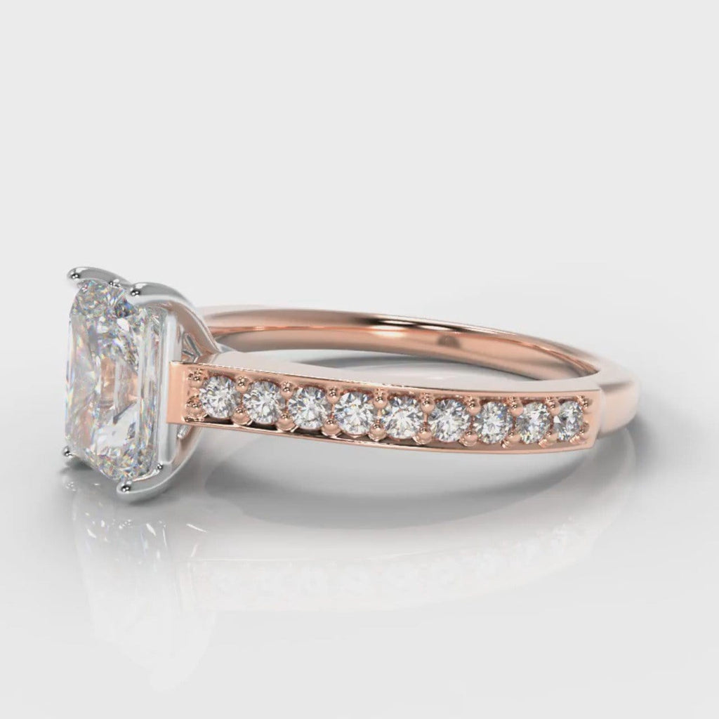 Pavé Radiant Cut Diamond Engagement Ring - Rose Gold