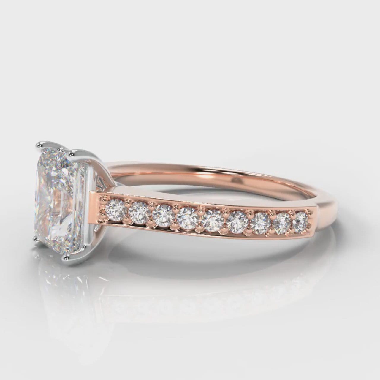 Pavé Radiant Cut Diamond Engagement Ring - Rose Gold