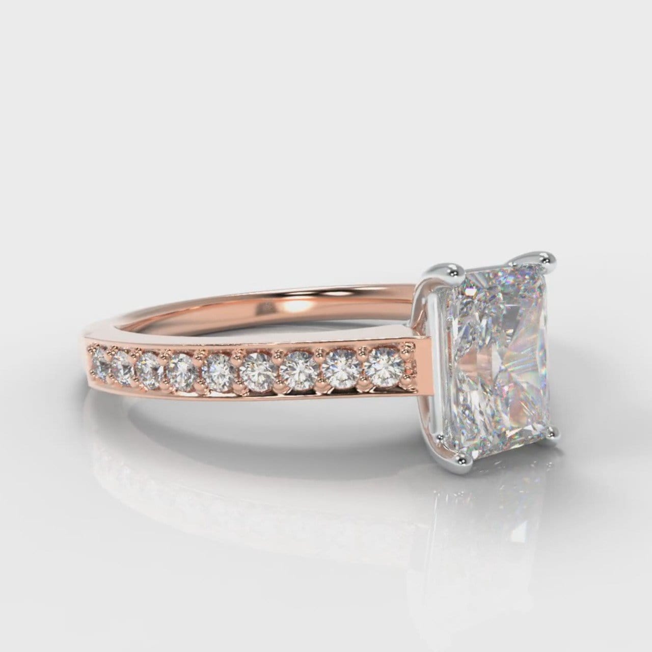 Pavé Radiant Cut Diamond Engagement Ring - Rose Gold