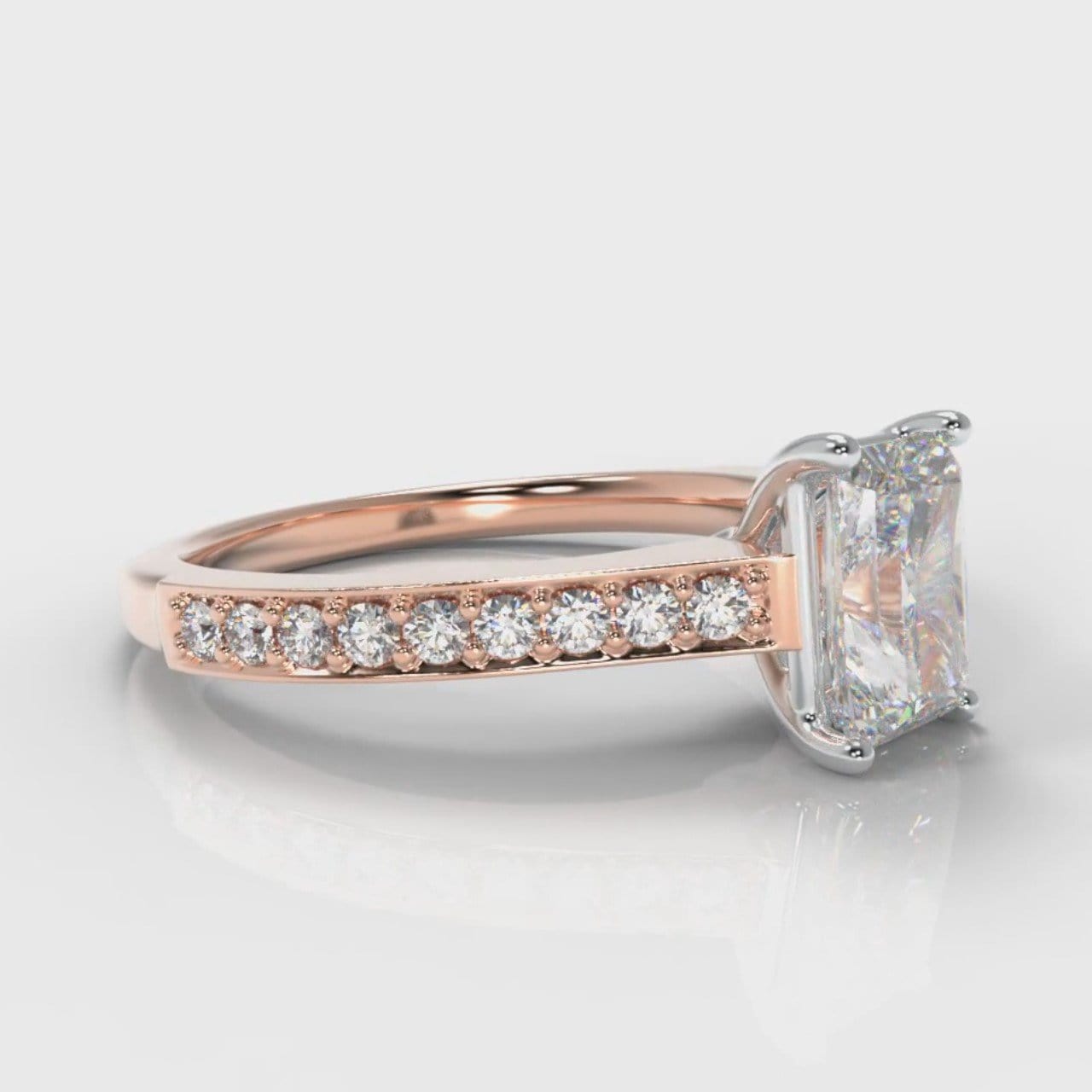 Pavé Radiant Cut Diamond Engagement Ring - Rose Gold