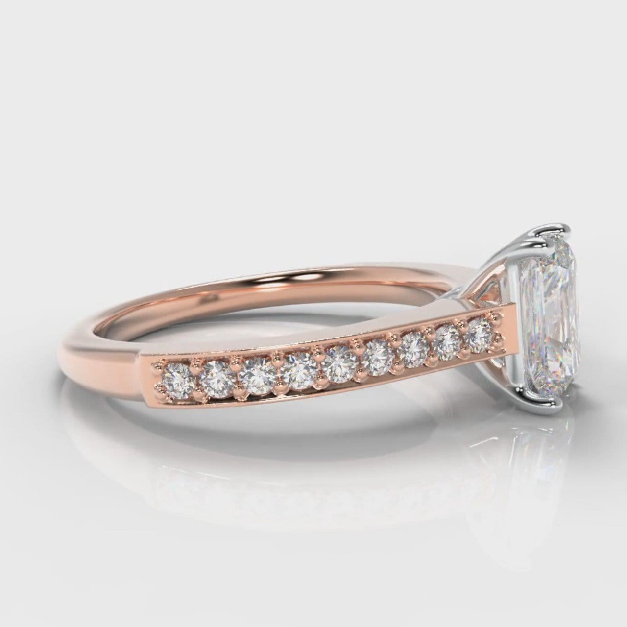 Pavé Radiant Cut Diamond Engagement Ring - Rose Gold