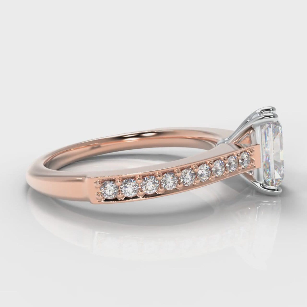 Pavé Radiant Cut Diamond Engagement Ring - Rose Gold
