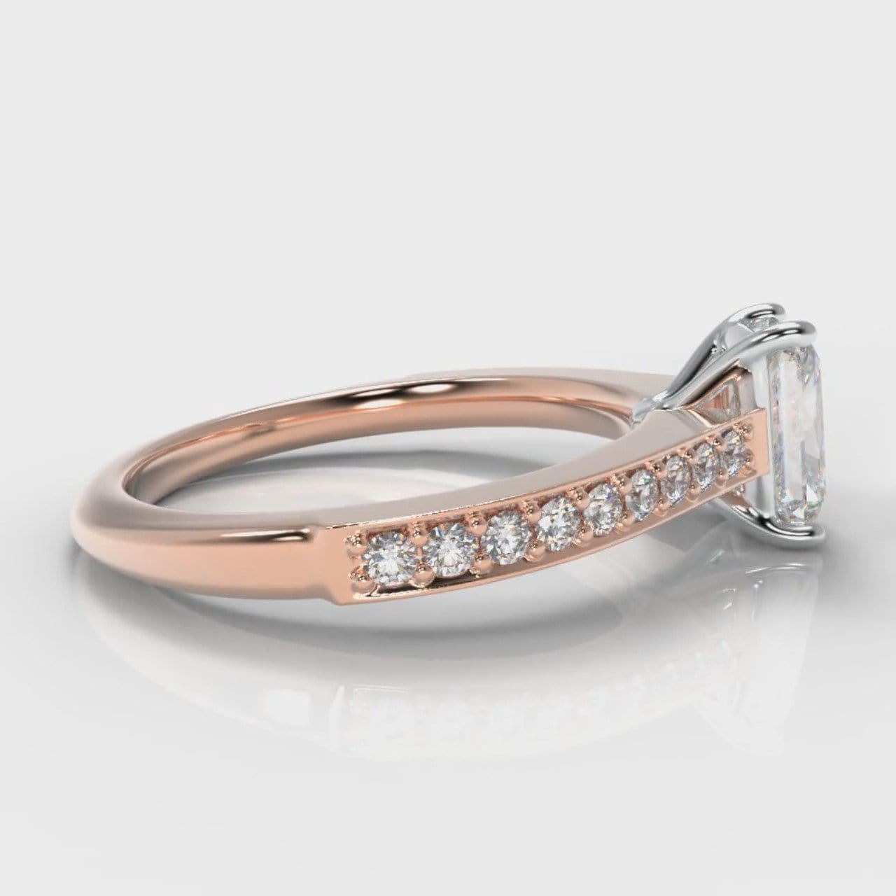Pavé Radiant Cut Diamond Engagement Ring - Rose Gold