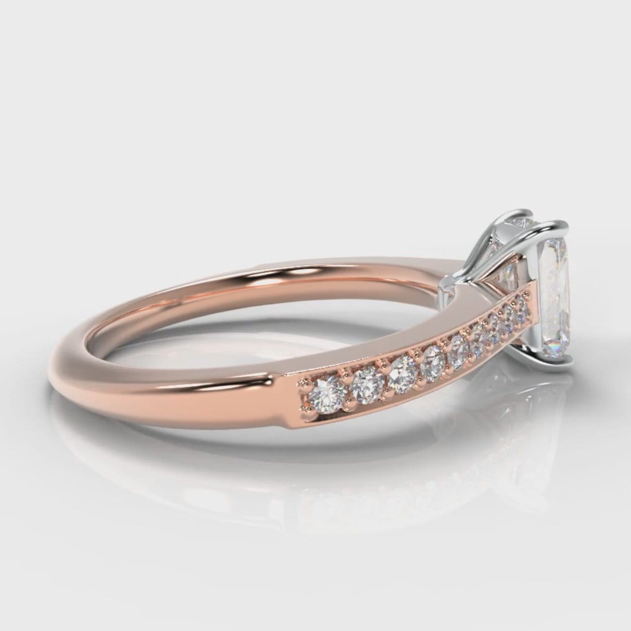 Pavé Radiant Cut Diamond Engagement Ring - Rose Gold