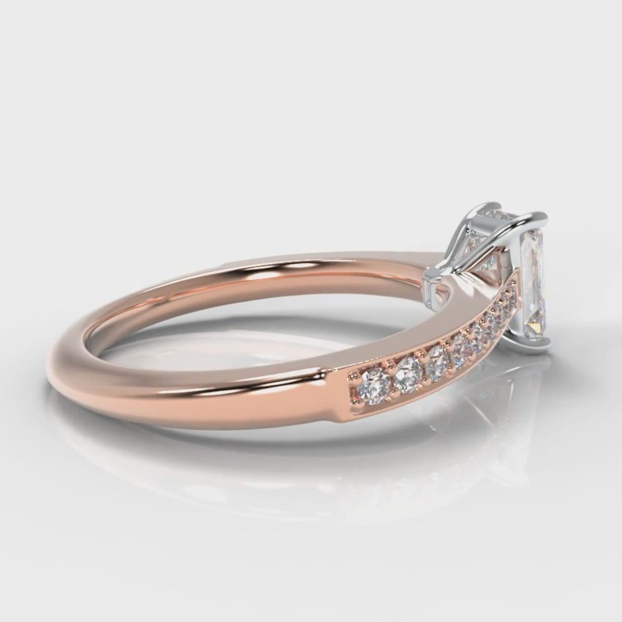Pavé Radiant Cut Diamond Engagement Ring - Rose Gold