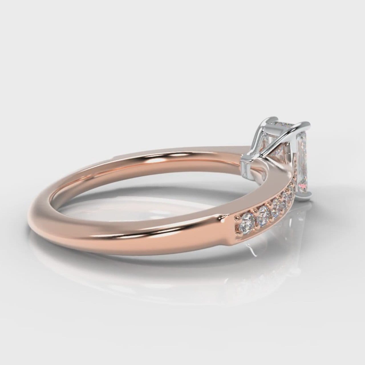 Pavé Radiant Cut Diamond Engagement Ring - Rose Gold