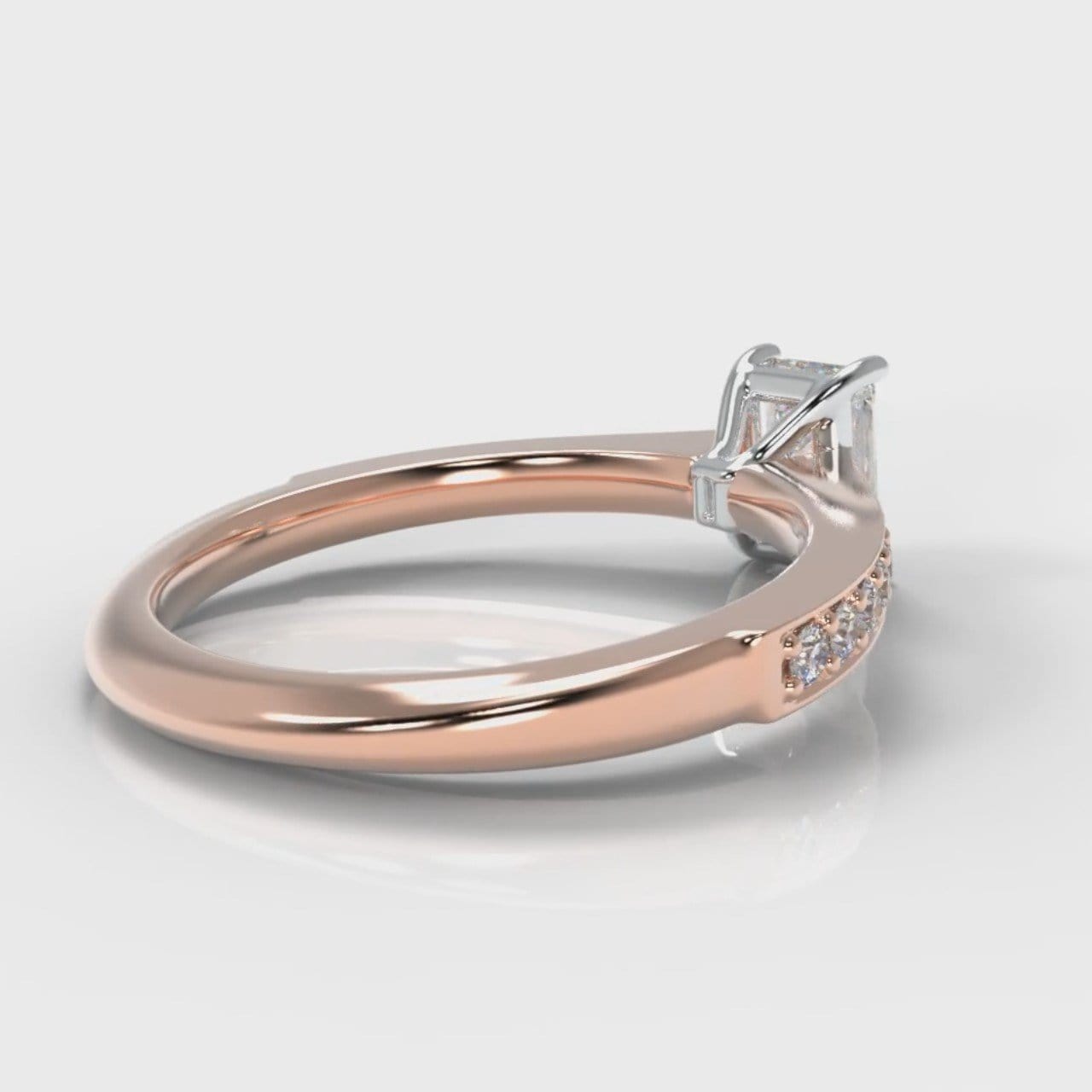 Pavé Radiant Cut Diamond Engagement Ring - Rose Gold