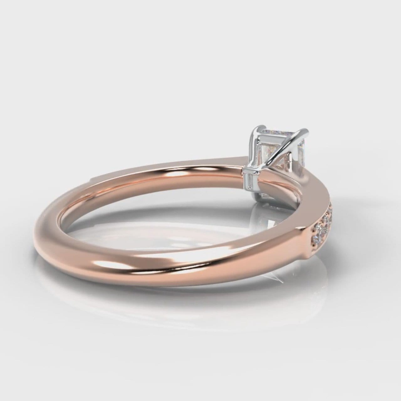 Pavé Radiant Cut Diamond Engagement Ring - Rose Gold
