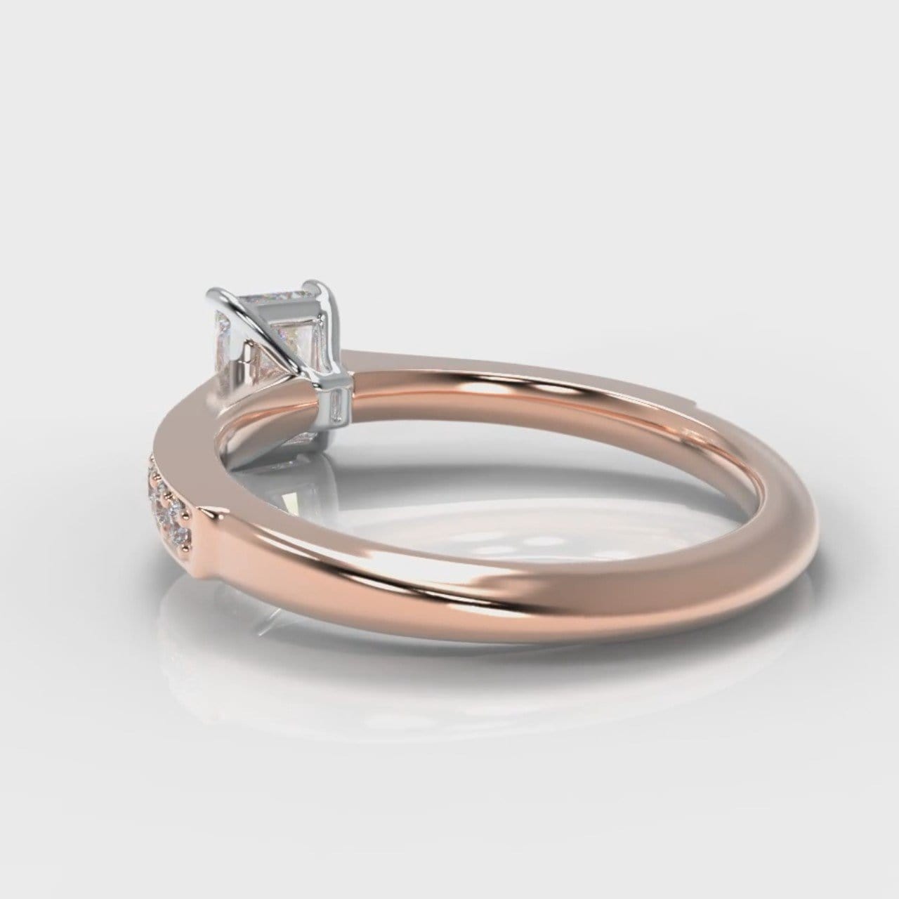 Pavé Radiant Cut Diamond Engagement Ring - Rose Gold