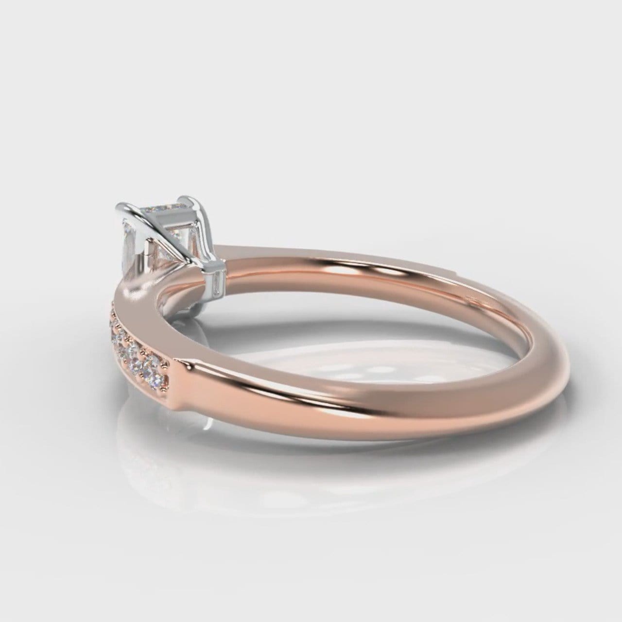 Pavé Radiant Cut Diamond Engagement Ring - Rose Gold
