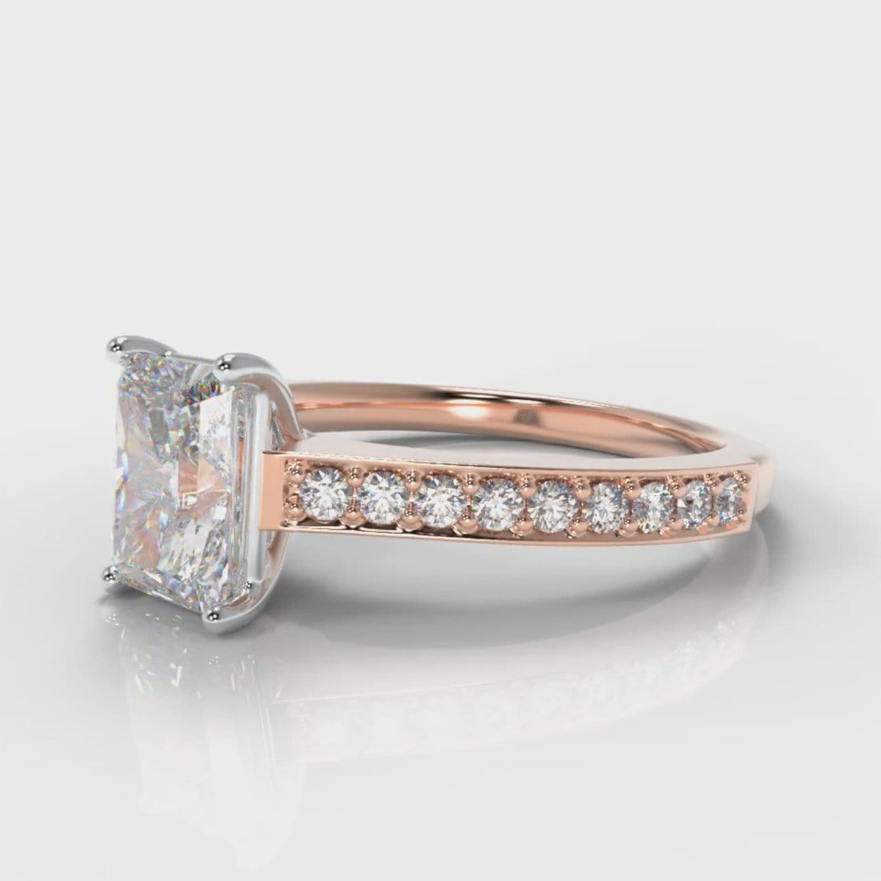 Pavé Radiant Cut Diamond Engagement Ring - Rose Gold