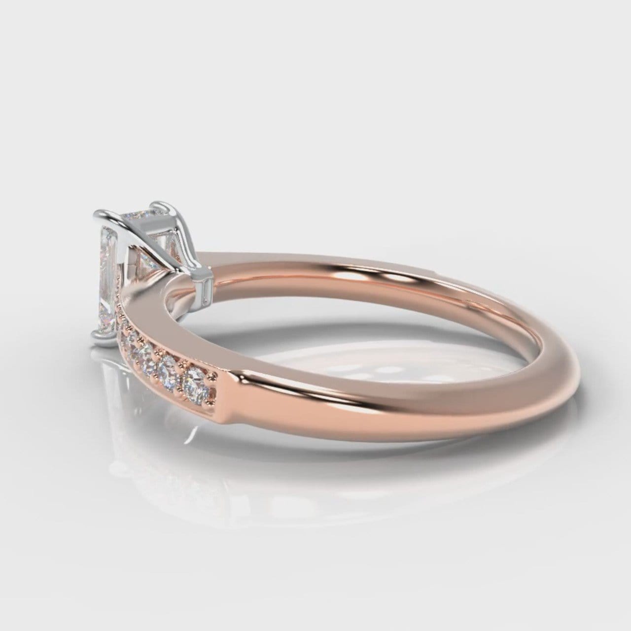 Pavé Radiant Cut Diamond Engagement Ring - Rose Gold